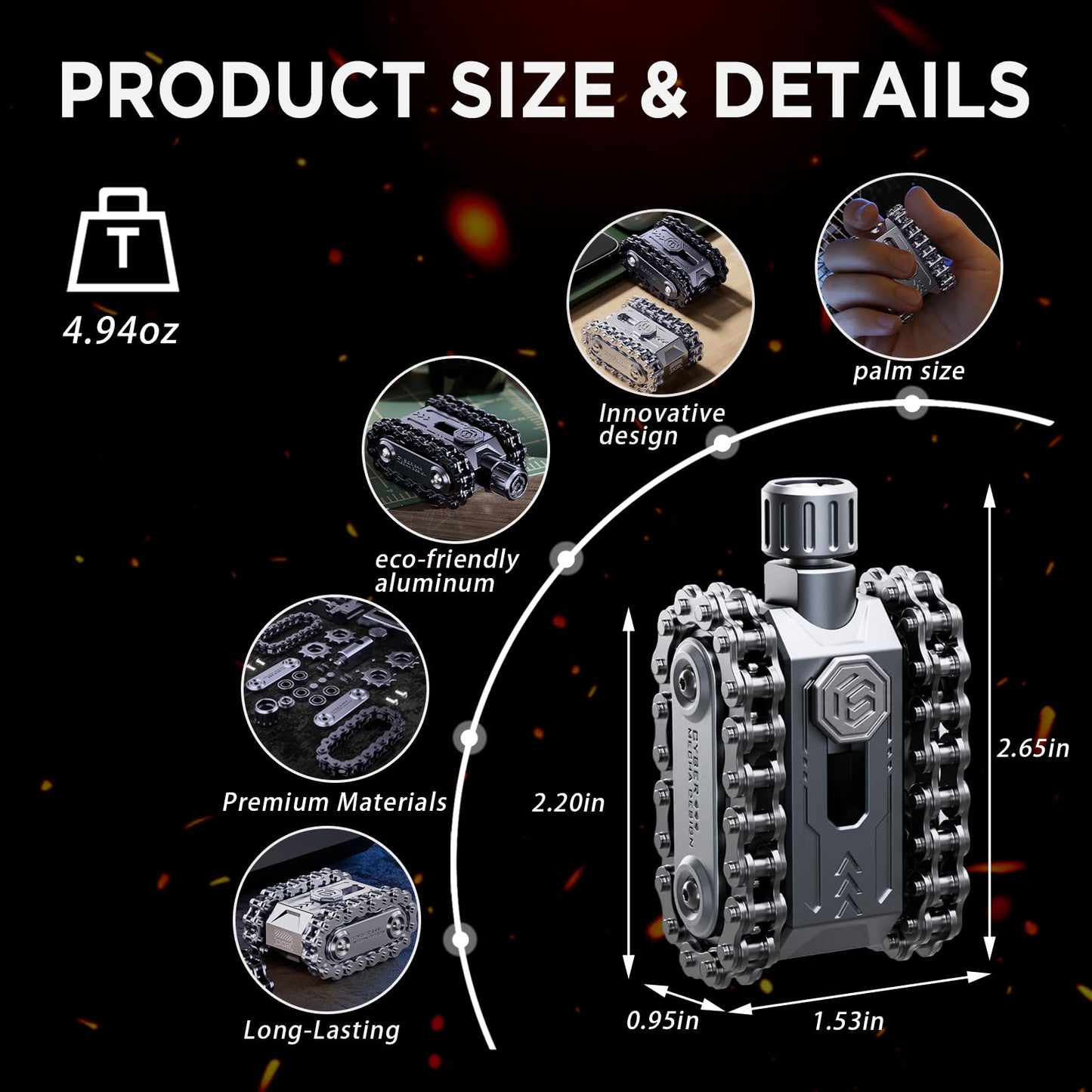 4 in 1 Fidget Slider Roller Chain Spinner Combo, Metal Chain Fidget Toy with Tactile Feedback & Clicking Sounds, Stress Relief Sensory Toy for Adults, Focus Tool for Work Study Waiting