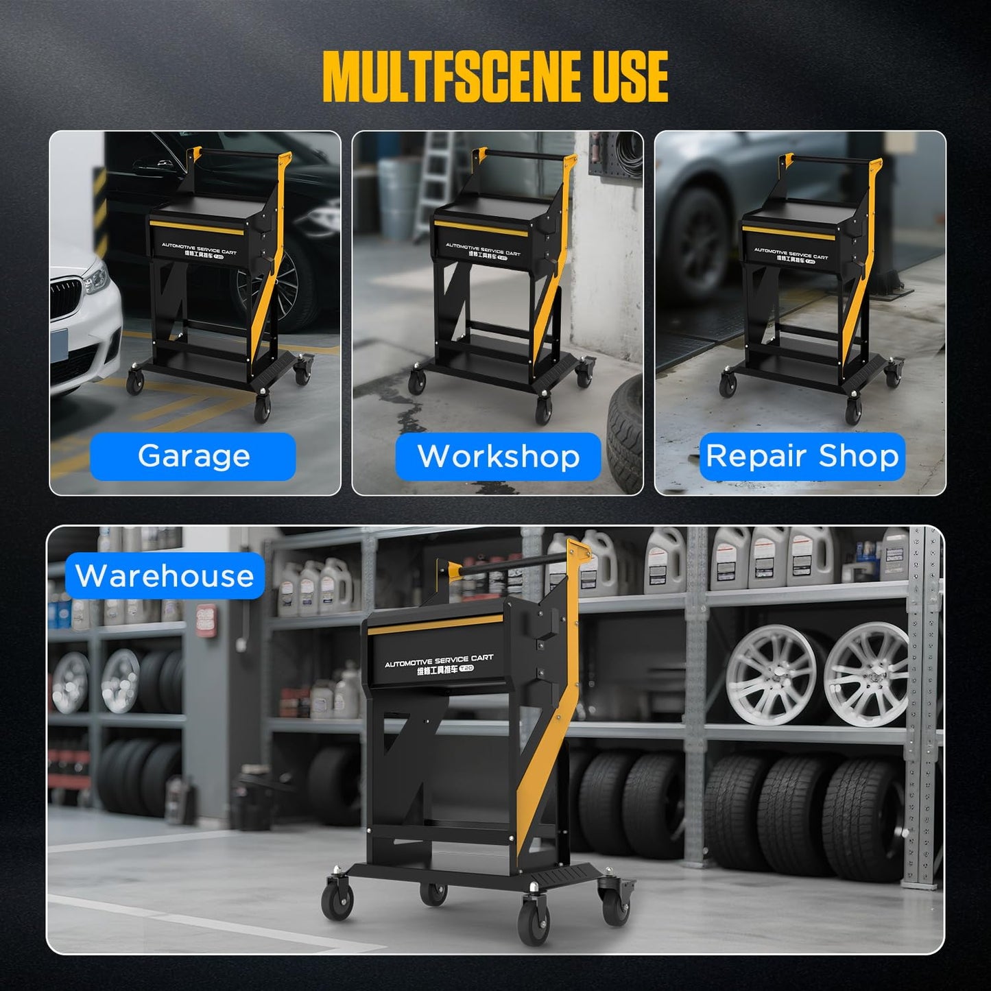 LINXINO T20 Automotive Service Tool Car,Garage Organization on Wheels Tool Cart with Modular Layered Storage,Mechanic Utility Cart for Workbench & Outdoors Working