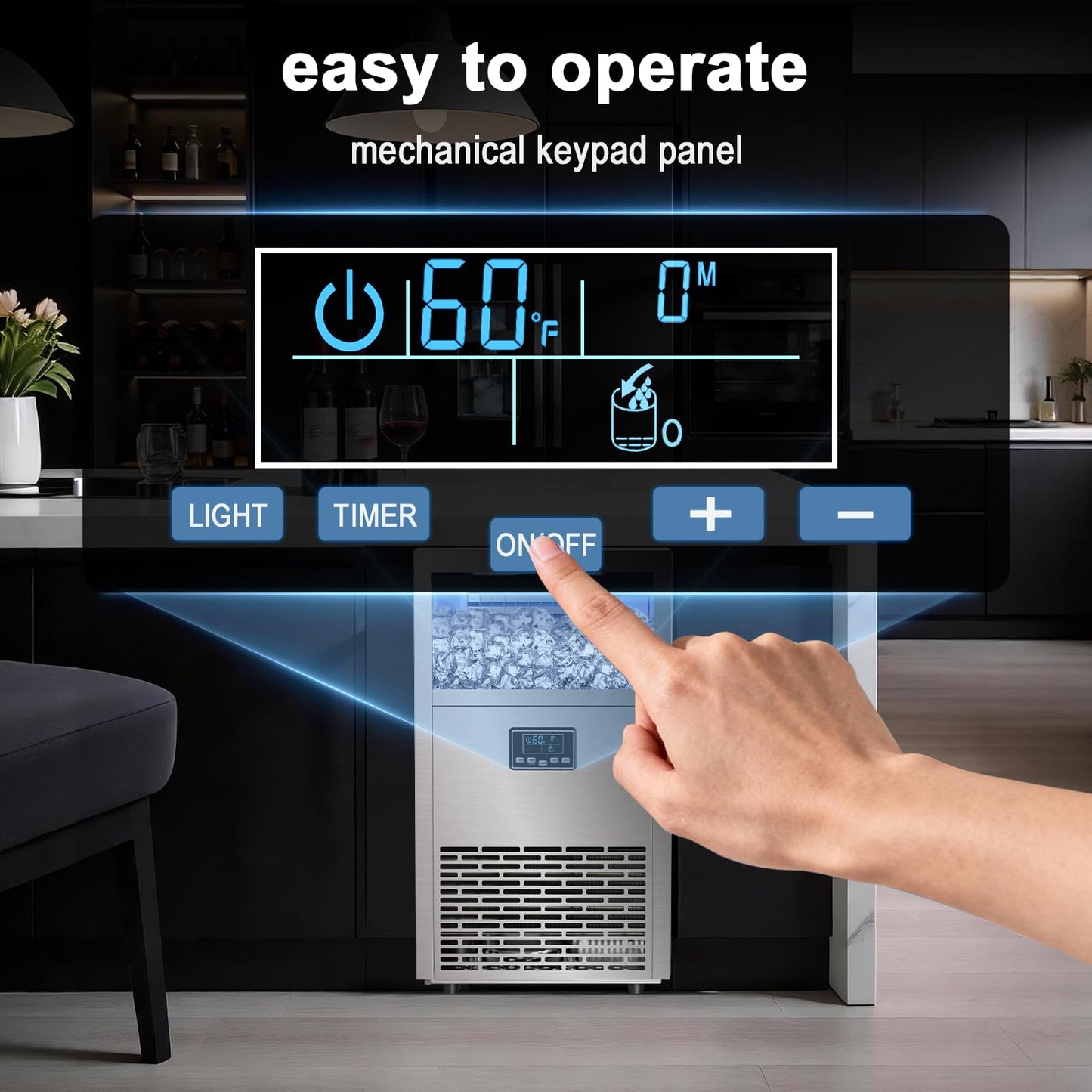 Antarctic Star 100lb/24H Commercial Ice Maker, 29lb Storage, Adjustable Ice Thickness & Touch Control, 45 Cubes/Cycle for Home/Bar/Restaurant