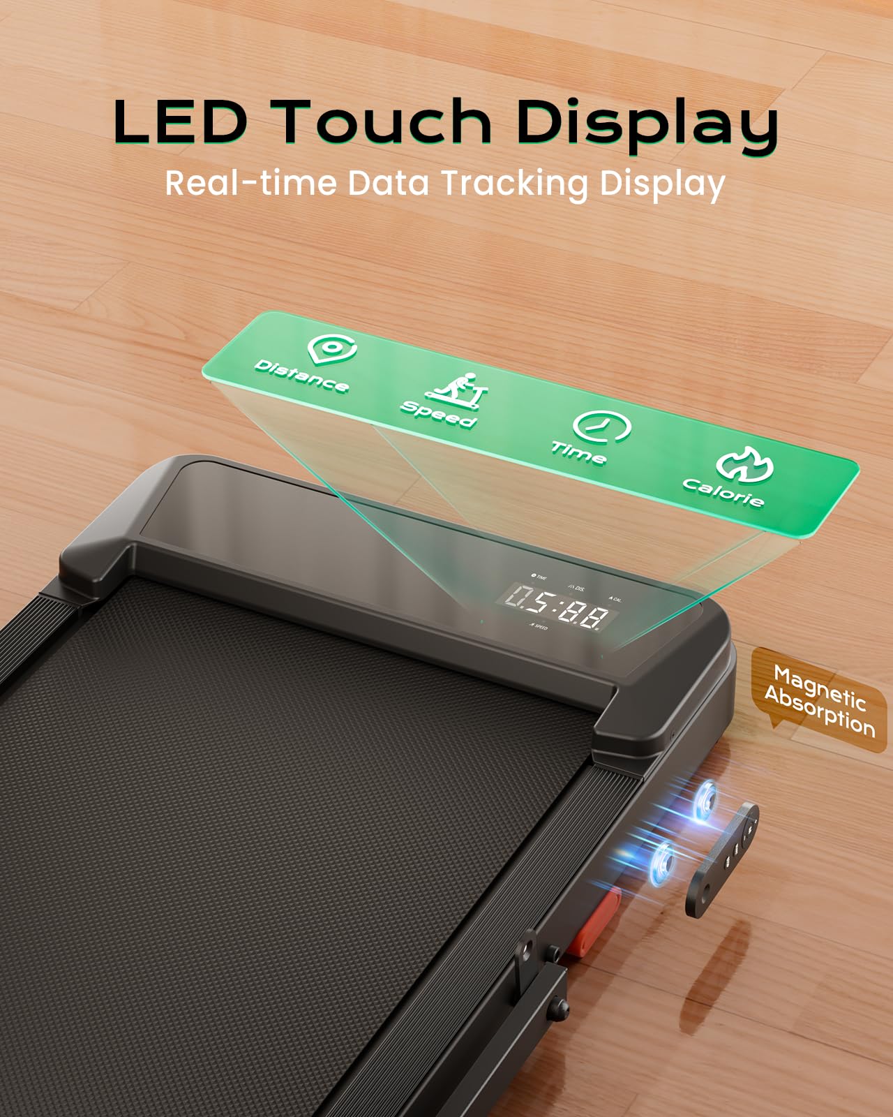 TREAFLOW Walking Pad,Treadmill with Incline for Home Office, 2.5HP Portable Under Desk Treadmill with 265 Lbs Capacity,Remote Control, Led Display, Light Black