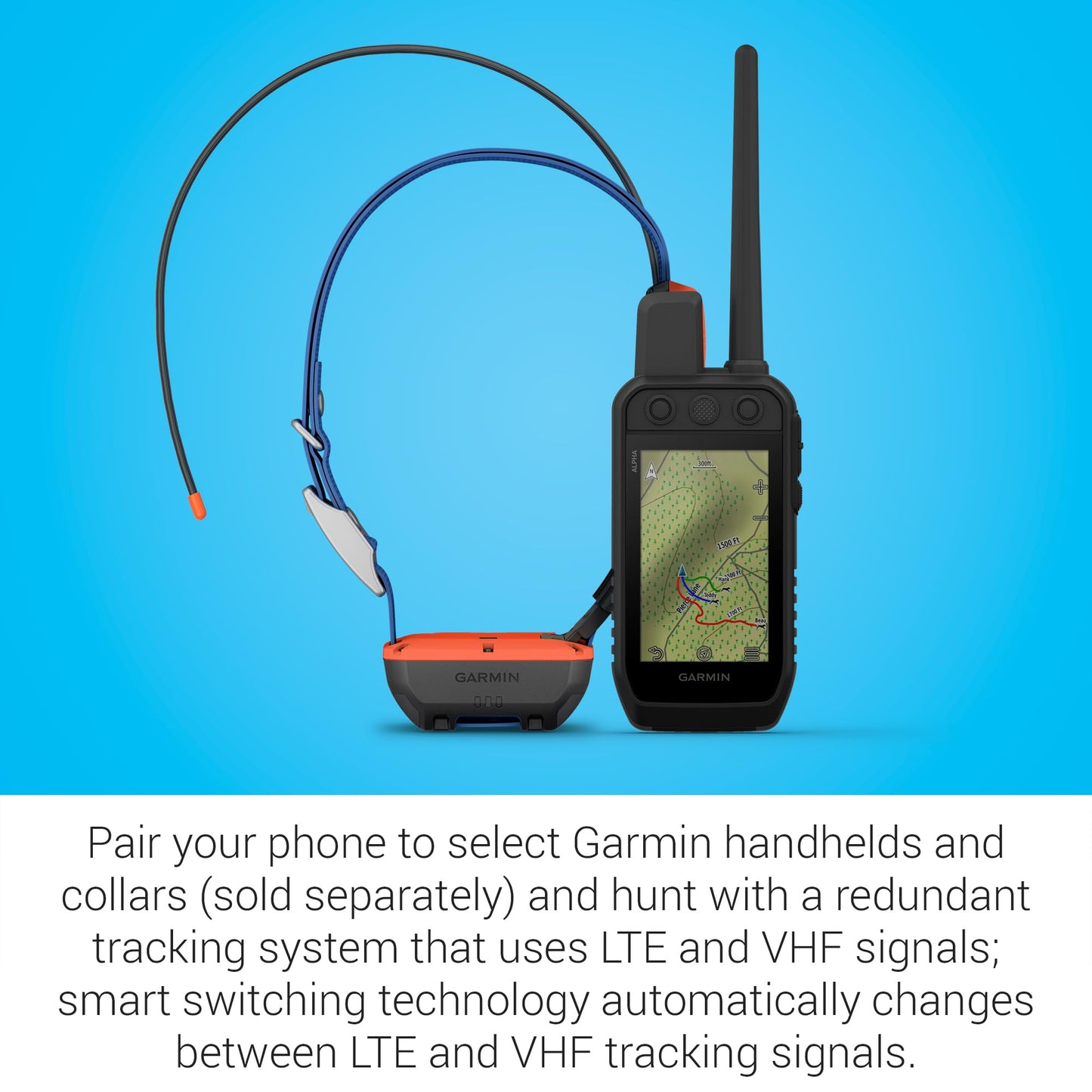 Garmin Alpha® LTE, Cellular Technology Dog Tracker, See Your Dog's Movements On Your Compatible Smartphone or Integrate it with Your Garmin Dog Tracking System to Track via VHF or LTE