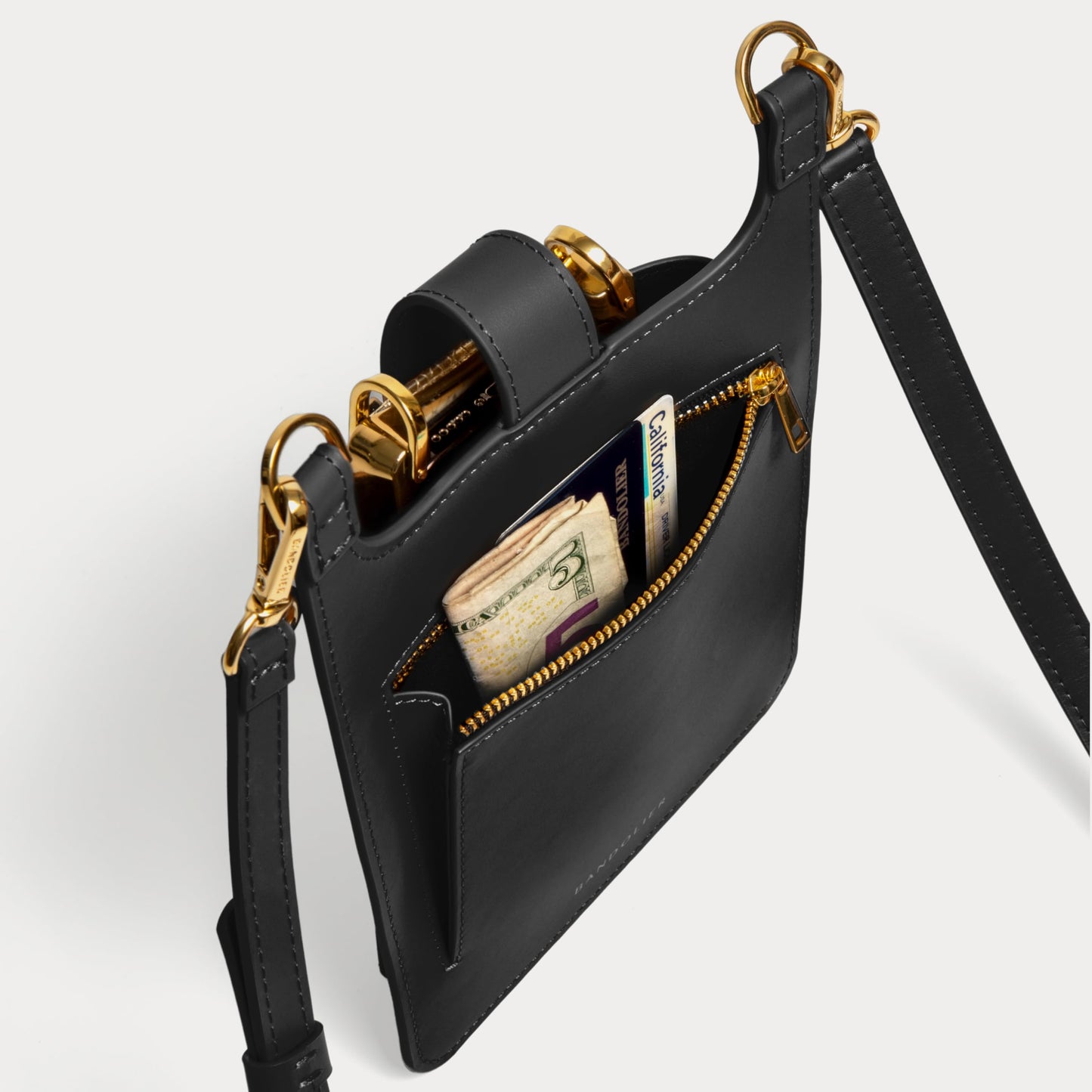 Bandolier Parker Crossbody Cell Phone Bag in Genuine Smooth Leather for Women| Adjustable Strap. Exterior Zipper Pocket for Cards. Gold Luxe Hardware