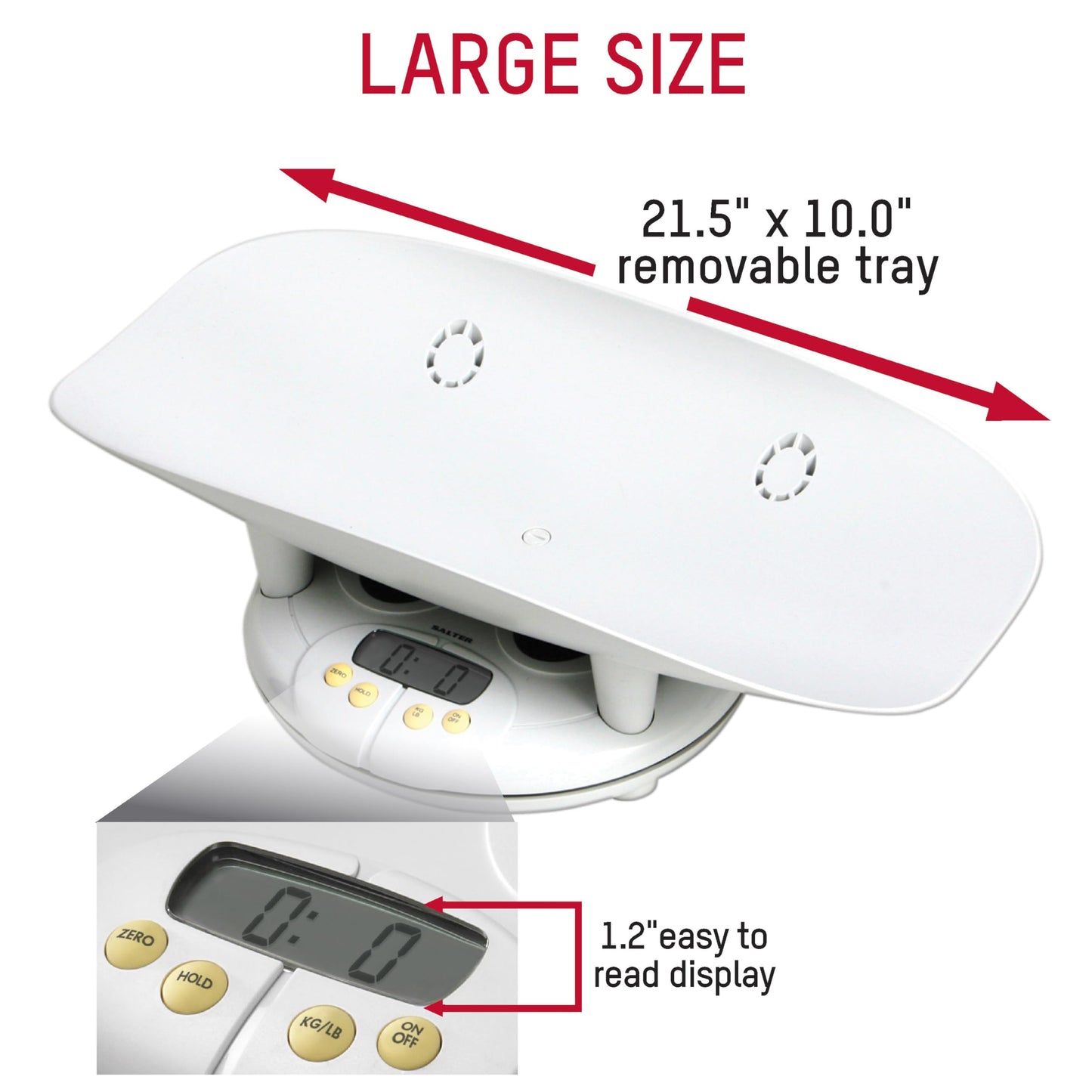 Salter Baby, Toddler, Pet Scale, Perfect Readings for Before and After Feedings and Parents and Breeders, 3-in-1 Function, Designed for Infants, Toddlers, and Pets, Hold Button, 44 LB Capacity, White