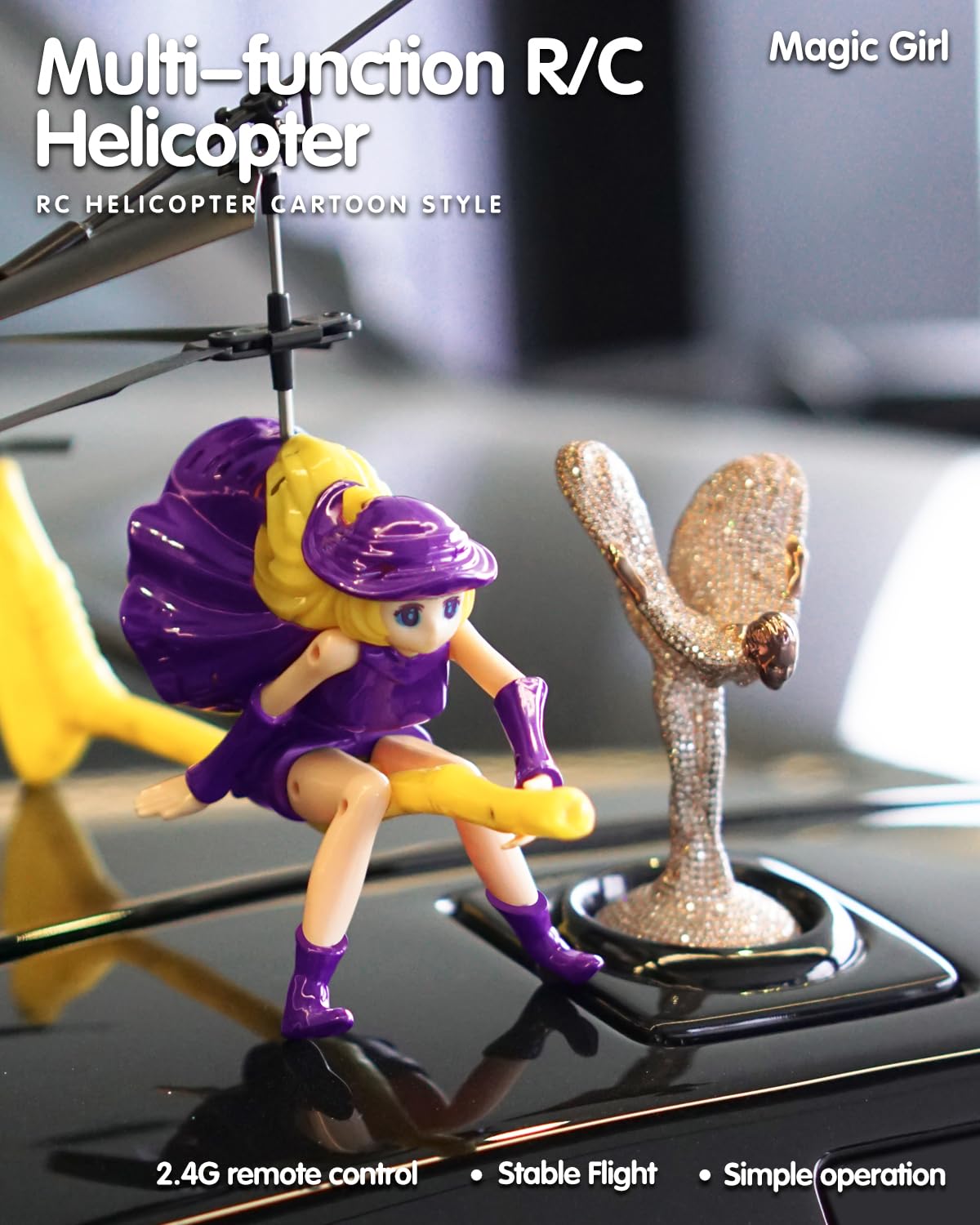 LMRC RC Helicopter, LM16-A Flying Witch Drone Toys for Girls with LED Lights, Indoor/Outdoor Remote Control Helicopter Christmas Birthday Gifts for Kids Boys Girls Age 6-8 9 10 11 12+(Purple)
