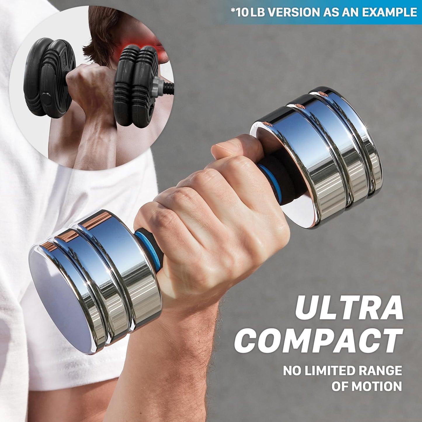 Steel Dumbbells Ultracompact & Adjustable Chrome Dumbbell Set 20lb Pair (10lb/14lb/16lb/20lb) with Foam Handles Home Gym Workout (Standard-Finish 20lb×2)