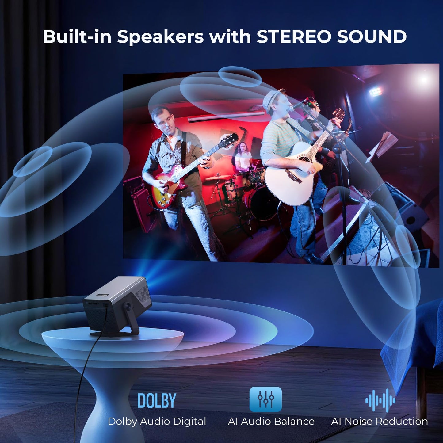 [Native 1080P/4k 8k Input/2000 ANSI/AI Vision] UHD Projector with Android 14 OS Smart Video Projector Compatible with Netflix YouTube Dolby Atmos AI Auto Focus & Keystone & Obstacle Avoidance