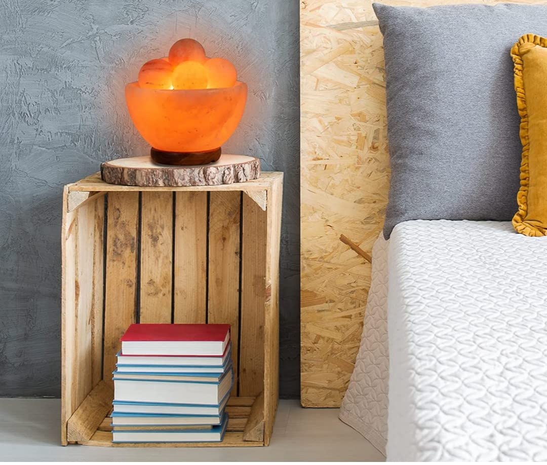 Kirit Gemstones Himalayan Rock Salt lamp for Positive Energy | Himalayan Salt Lamp Original (Fire Bowl with 6 Massage Ball)