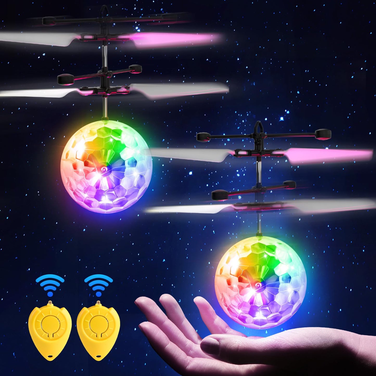Ocditikl 2 Pack Flying Orb Ball, LED Glowing Orbiter Toy for Indoor Outdoor Kids Games - Birthday Toys for Boys Girls Ages 6 7 8 9 10 12 Year Old