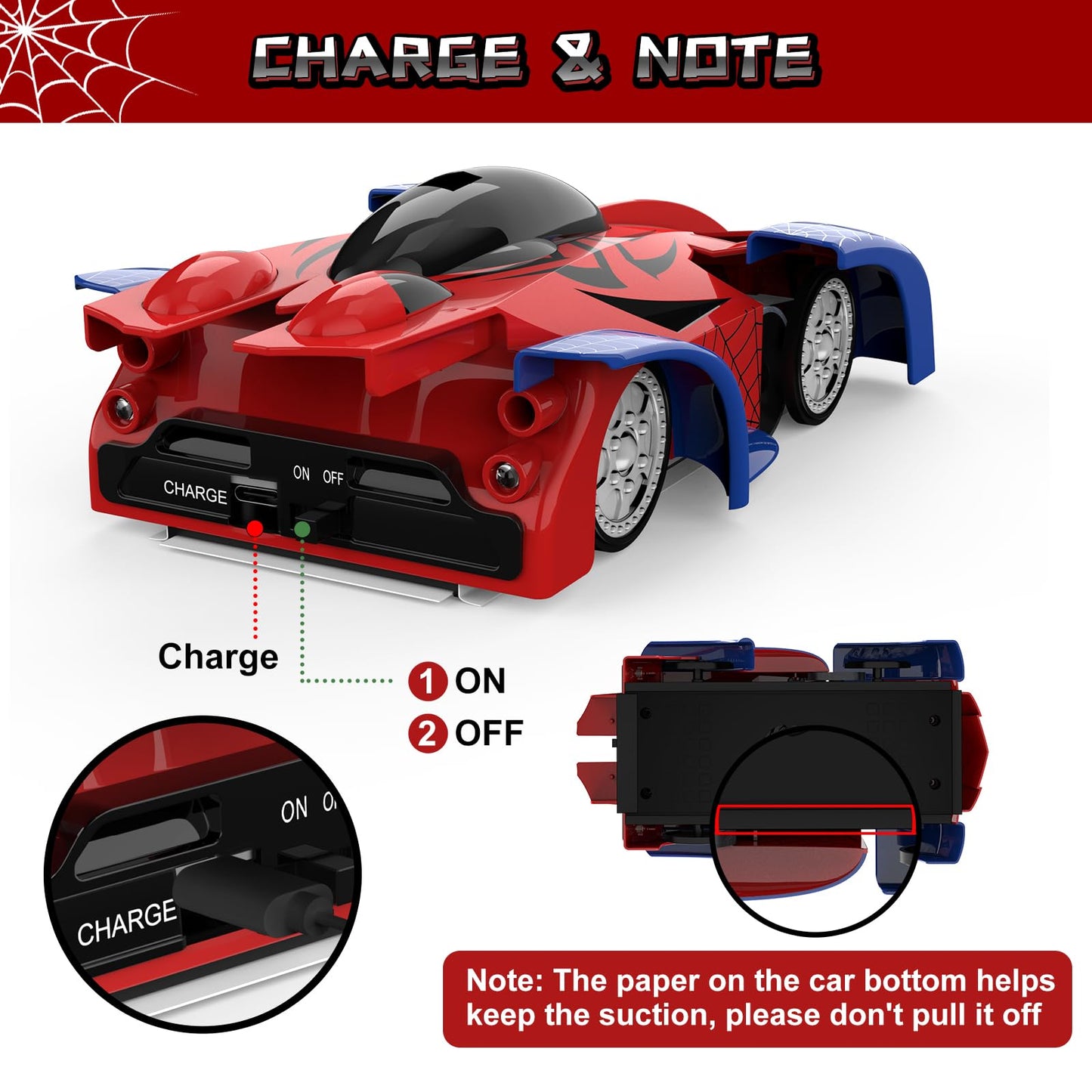 FirYawee Wall Climbing Remote Control Car, 360° Rotating RC Stunt Car with Headlight, Rechargeable RC Cars Toys for 3 4 5 6 7 8-12 Year Old Boys Girls Kids