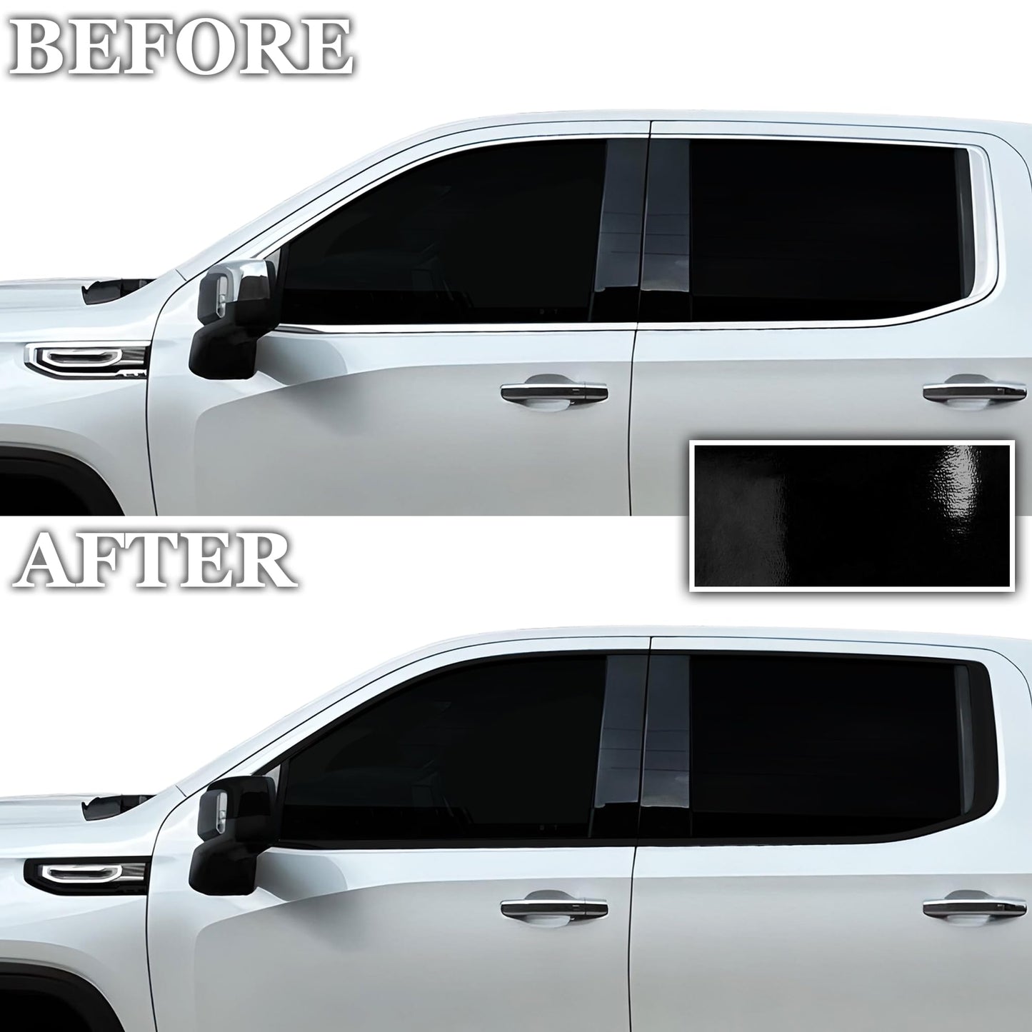 BOGAR TECH DESIGNS for GMC Sierra 1500 2022-2026 Side Window Chrome Delete – Precut Vinyl Trim Overlay, Gloss Black Blackout Appearance