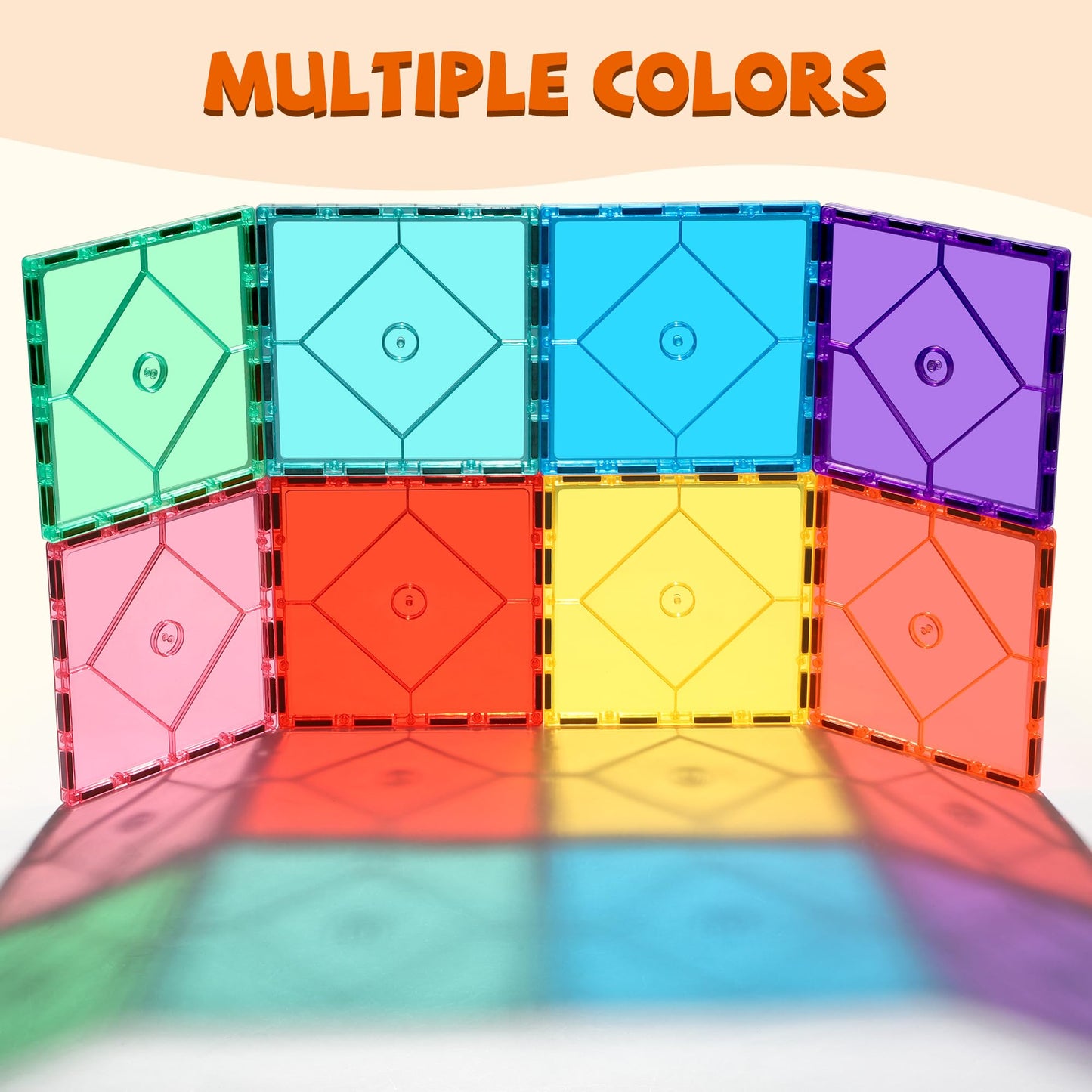 8 Piece Large Square Shape Magnetic Tiles Kids Toys, Magnetic Building Blocks STEM Magnet Building Set Preschool Learning Magnet for Kids Ages 3-5 4-8, Sensory Montessori Toys for 3+ Boys and Girls