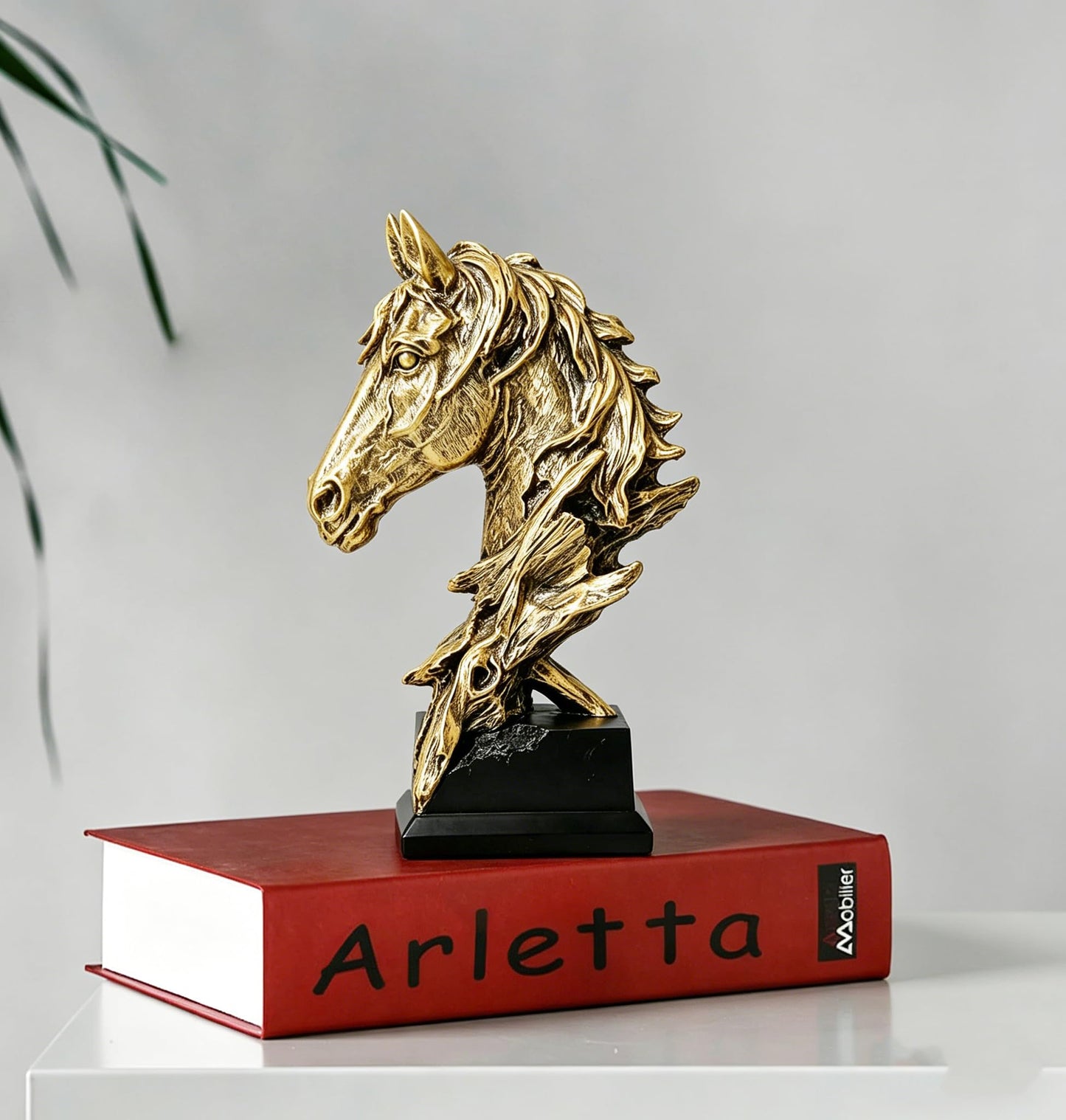 Retro Animal Gold Horses Standing 11.42“ Resin Home Statue for Living Room Decor Animal Ornament Sculpture Art Figurine Decorative - Bronze