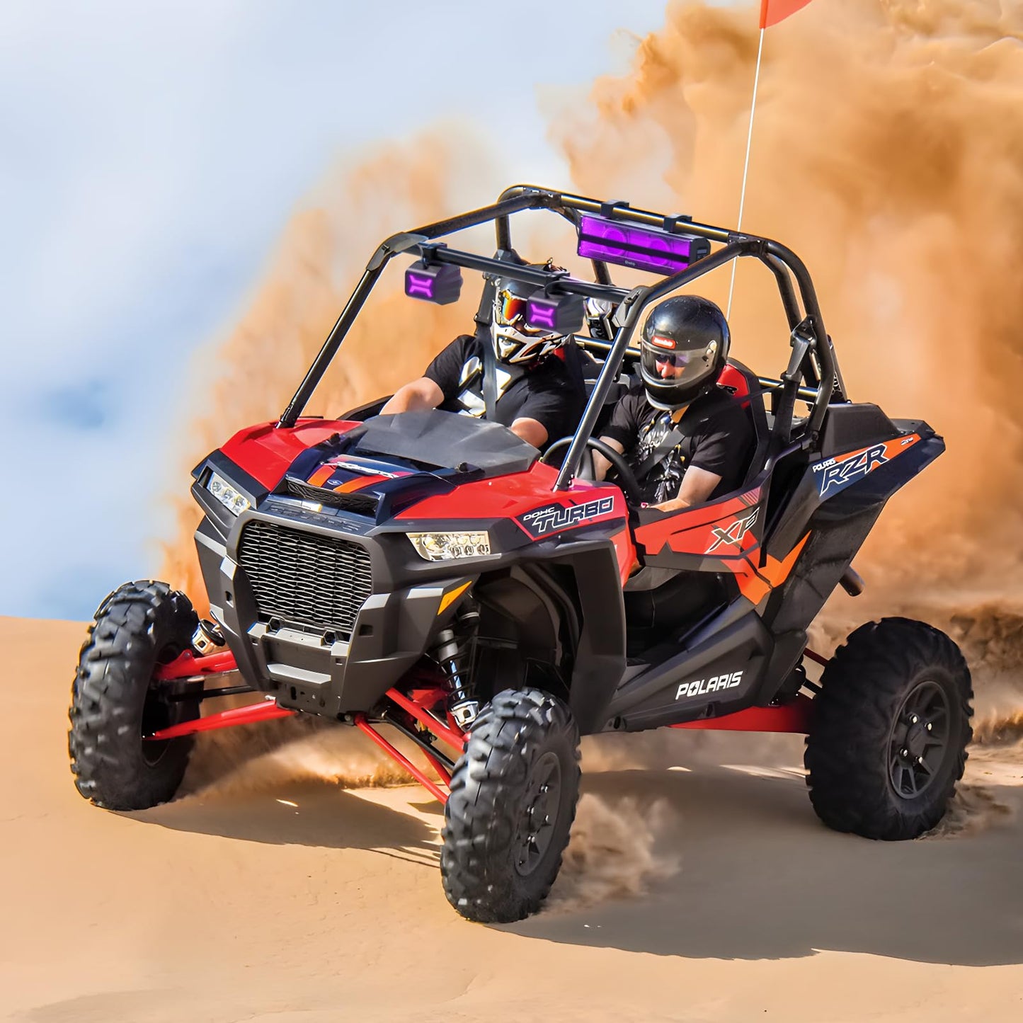 Ehaho 2.1CH Stereo UTV Sound Bar (Subwoofer) and Speakers, 17 Inch Bluetooth ATV Soundbar with RGB Lights, Waterproof Golf Cart Speakers, Marine Sound bar Compatible with SXS Polaris RZR Can-Am