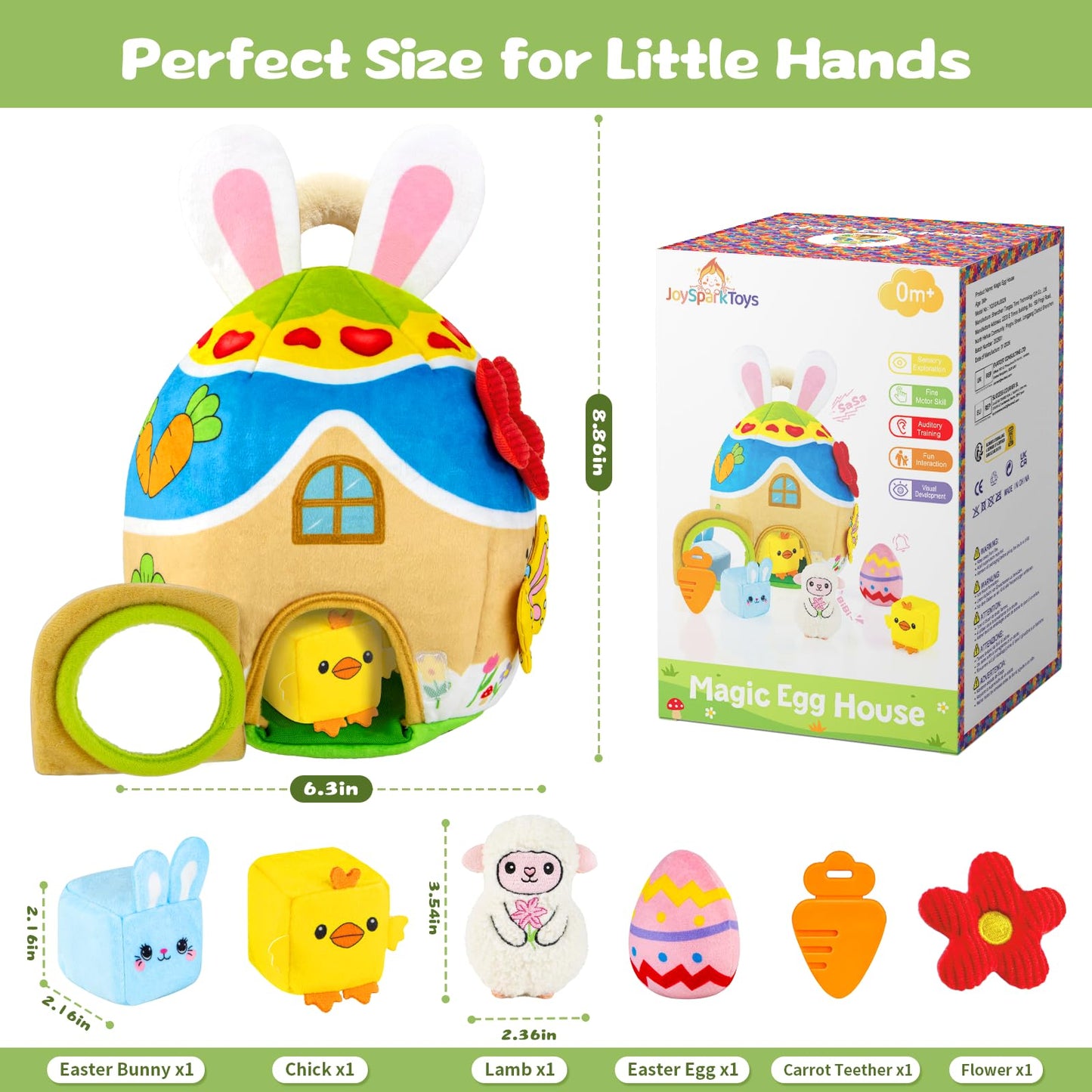 Baby Toys 6-12-18 Months - My First Plush Bunny Burrow with Stuffed Animals, Rattle, Crinkle, Teether, Montessori Sensory Toys for Babies Toddlers 1-3, Baby Easter Basket Stuffers for Boys Girls Gifts