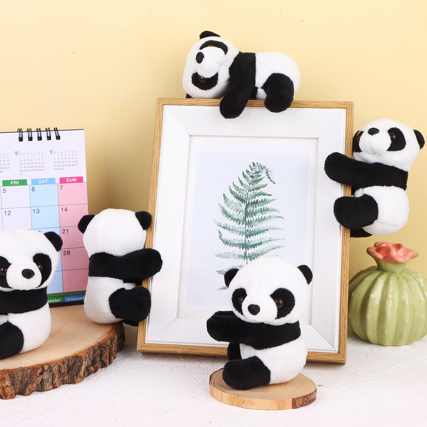 Haiabei 12Pcs Finger Panda Plush 4 inch Pandas Clips Curtain Holder Stand Note Memo Clips Photo Holder Cute Panda-s Toy Doll Finger Kids Toy,Home Decoration Plant Pots Bonsai Craft Decor