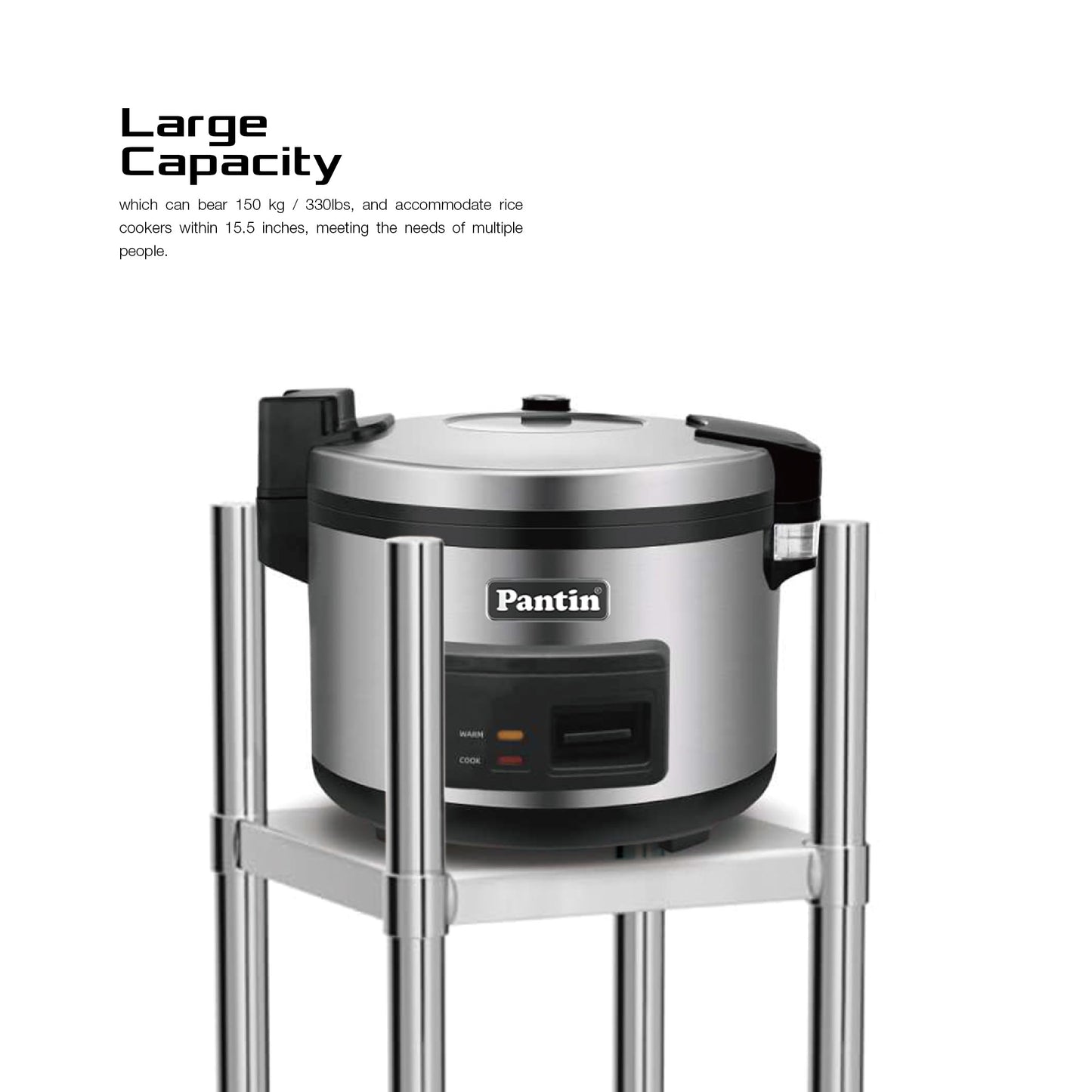 PANTIN® 14” x 14” Stainless Steel Rice Warmer Stand and Cart with Wheels & Brakes – Adjustable Height Stand for Commercial Food Warmers, Large Rice Cookers, and Commercial Cooking Equipment Stand