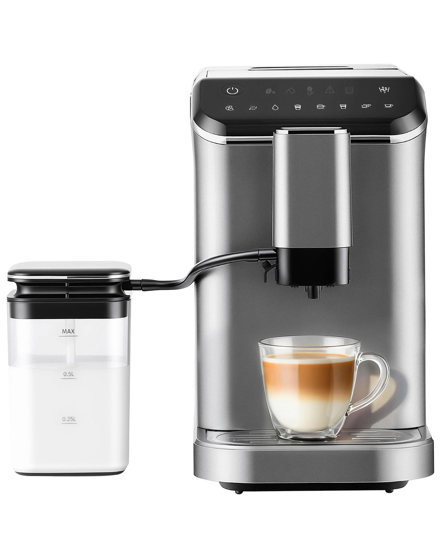 ICEVIVAL Automatic Espresso Machine, 20 Bar Espresso Maker with Touch Control, 15-Grind Settings Super Automatic Coffee Machine with Integrated Milk Frother, Auto Self-Cleaning