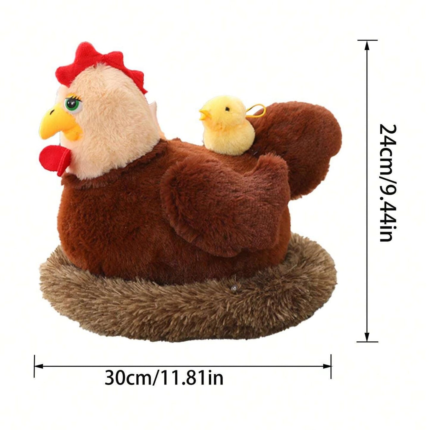 unsnurnoch 12PS Chicken Stuffed Animal 11.8", Mother Hen with 10 Baby Chicks and Nest, Interactive Farm Animal Plush Toy for Kids and Collectors, Creative Easter Birthday