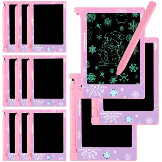 Nezyo 12 Pack Snowflake Party Favors, Mini LCD Writing Tablet for Kids, 4.6'' Snowflake Checked Board Drawing Tablet Erasable Reusable Electronic Drawing Pads for Birthday Supplies