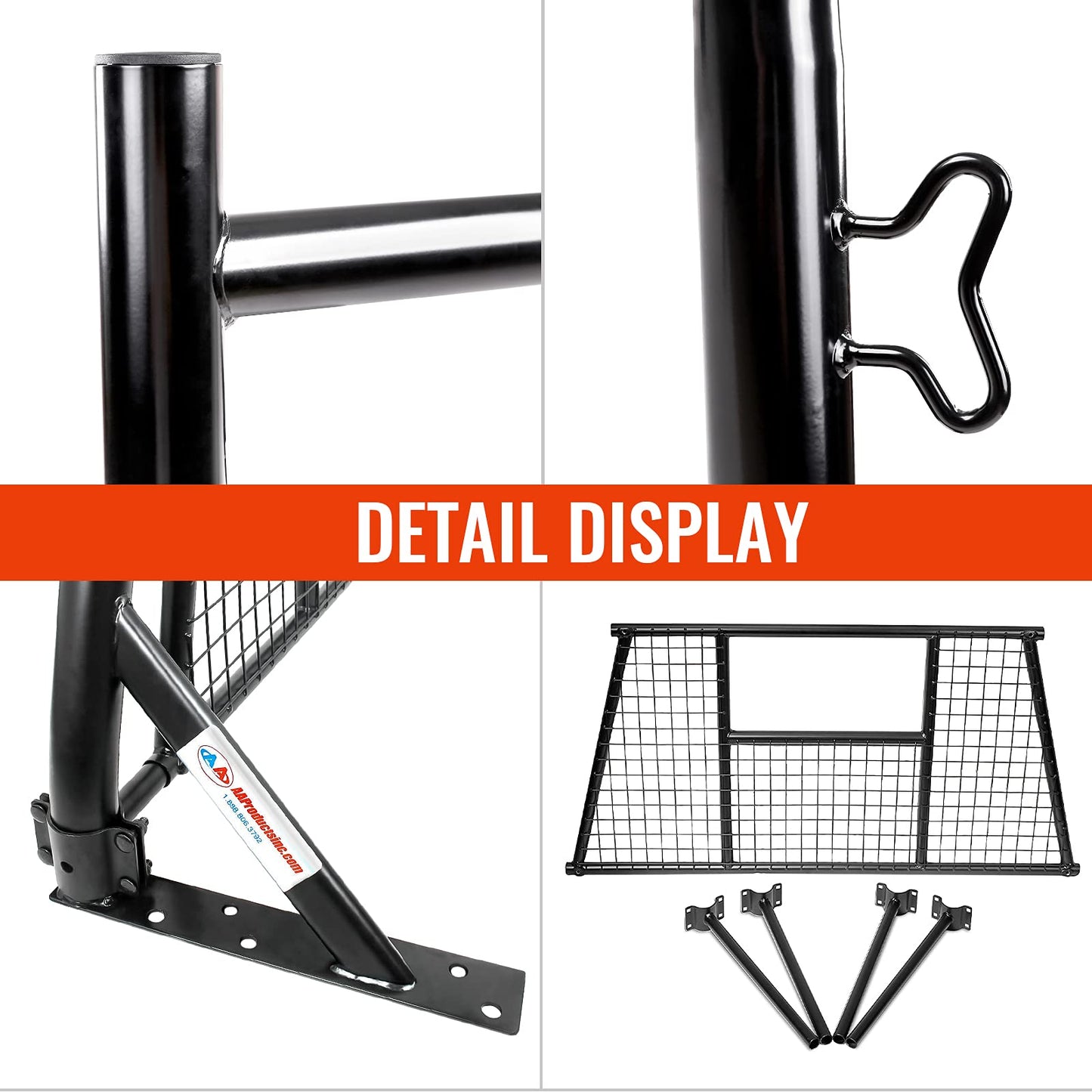 AA-Racks Model X35-W 800 LB Capactiy Extendable Pick-up Truck Rack with Protective Screen Set (Black)