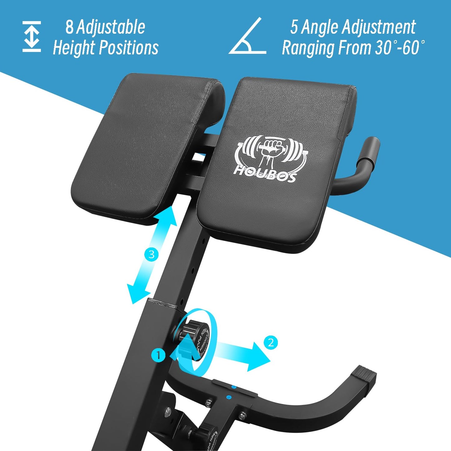 Houbos Hyper Back Extension Roman Chair - Back Extension Bench Machine for Glute, Hamstring and Lower Back, Multi-Functional Bench for Full All-in-One Body Workout, Foldable for Home Gym Fitness