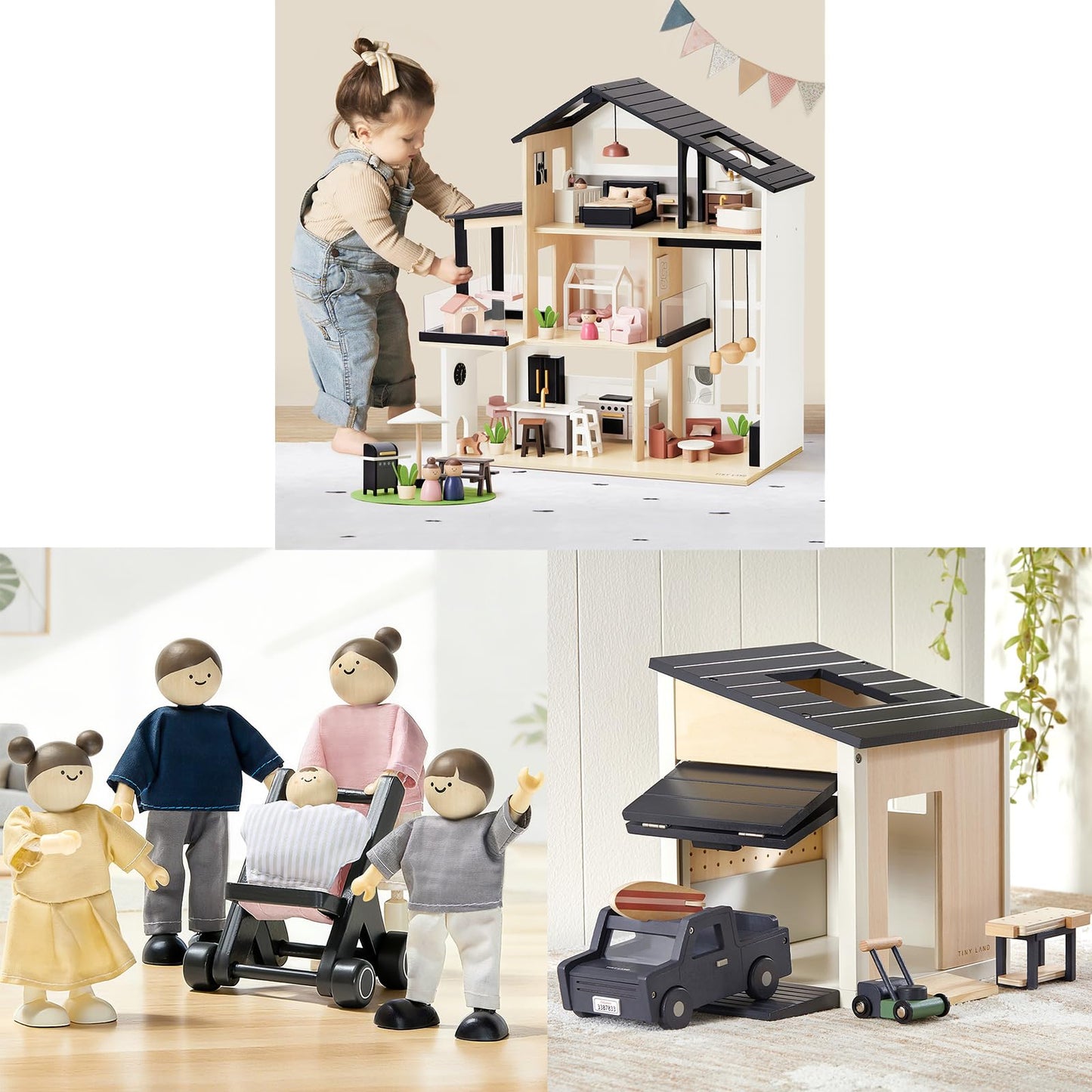Doll House，Wooden Dollhouse People Set，Wooden Dollhouse Garage Set