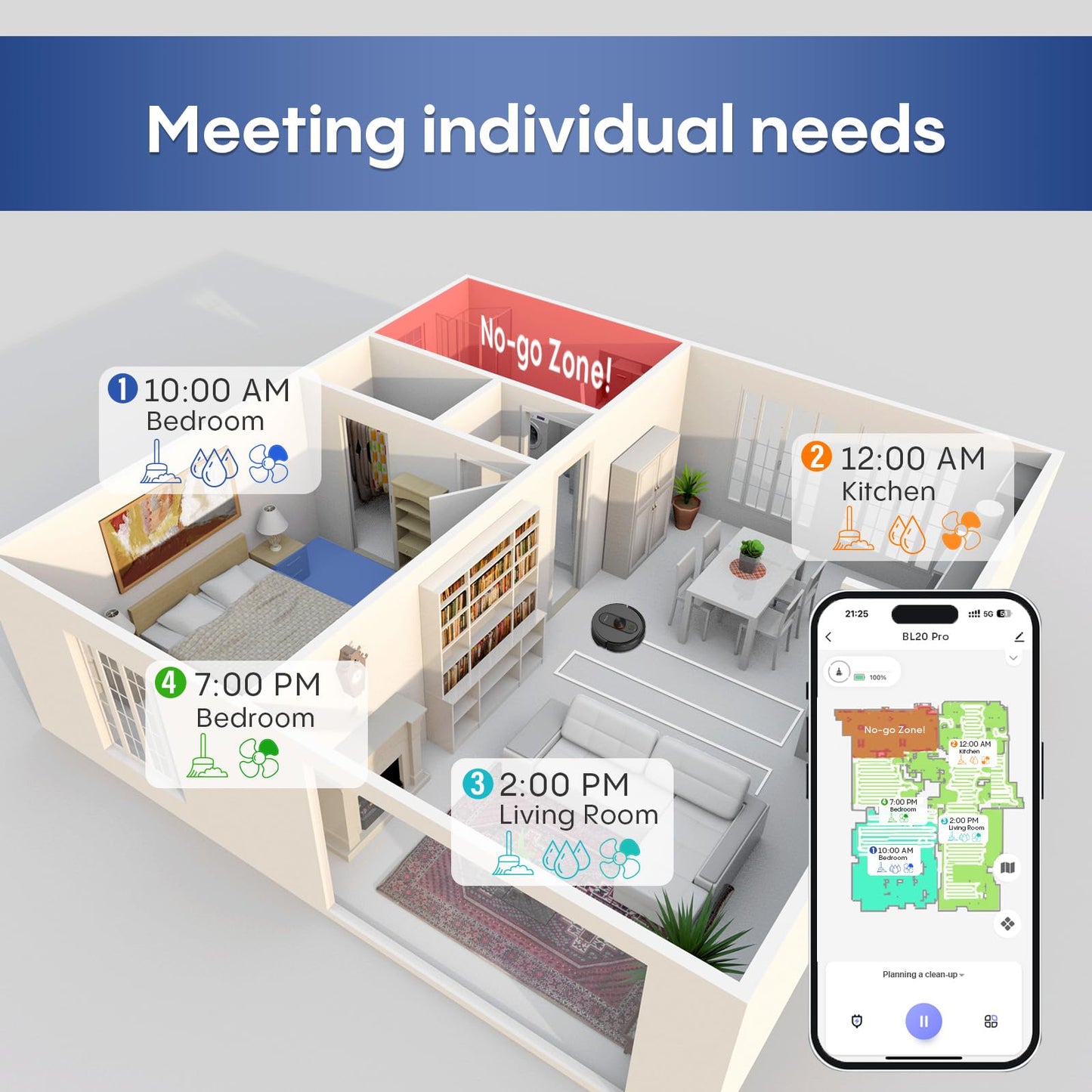 Robot Vacuum and Mop with LiDAR Navigation, 5000Pa Robot Vacuum Cleaner with Self-Emptying, 90-Day Hands-Free,Mapping, Wi-Fi/App/Alexa Control, Ideal for Pet, Hard Floors, Carpet
