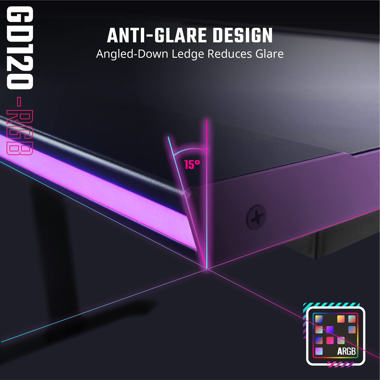 Cooler Master GD120 A1 ARGB 30th Anniversary PC Gaming Desk, Ambient ARGB, Water-Repellent Mousepad, 220lbs Weight Support, 3 Height Levels, Cable Management Tray, 47.2Dx29.5W Workstation|Home Office