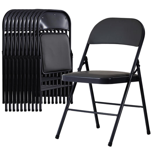 Usnipoya Folding Chairs 10 Pack Black with Padded Seats, 350-LBS Heavy Duty Metal Frame, Portable Design for Commercial Use, Party Events Wedding Outside, No Assembly Required