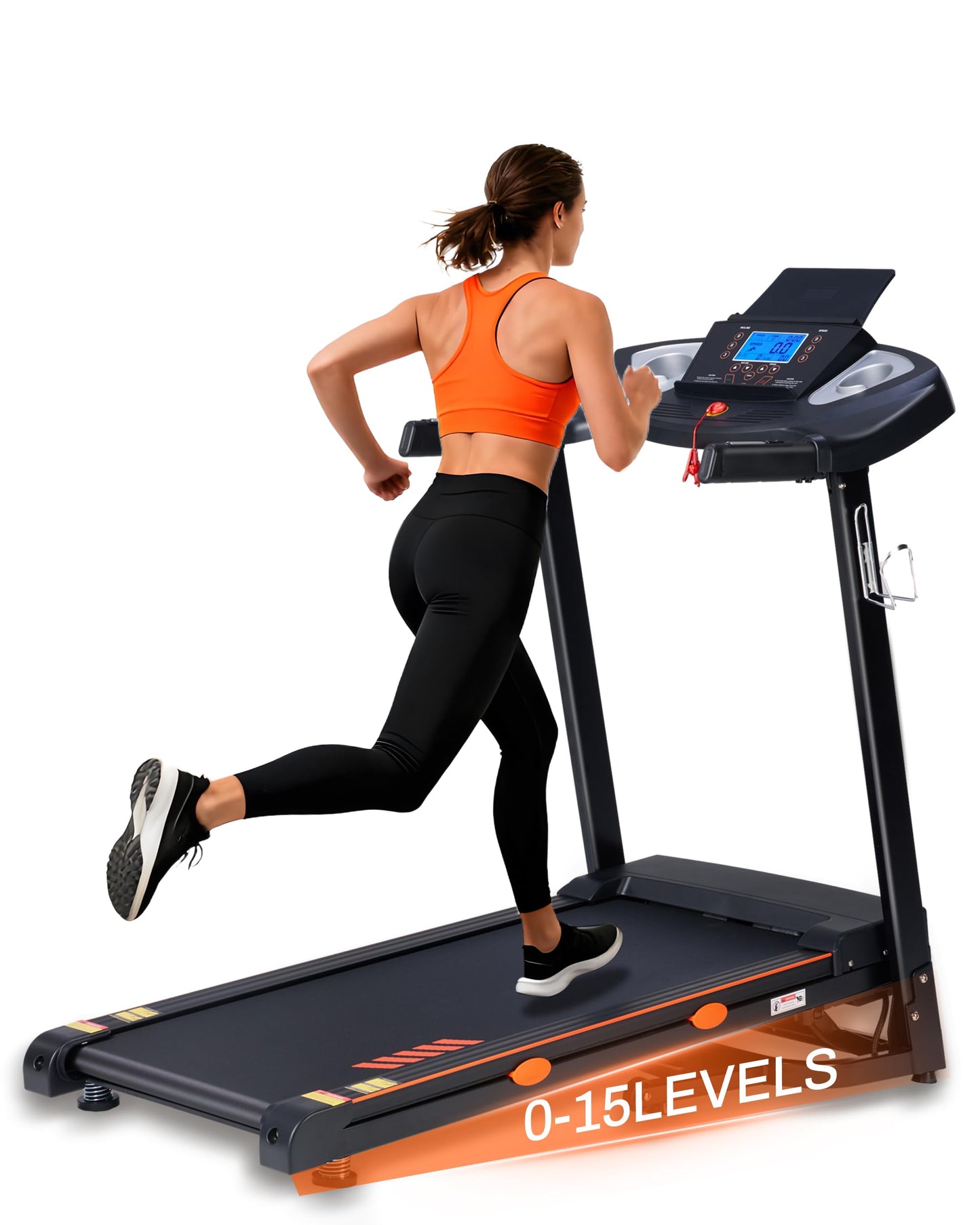 Treadmill for Home with 15-Level Auto Incline, 0.5-10 MPH, 18" Wide Running Belt, 3.0 HP, 300 LB Capacity, Shock-Absorbing Foldable Incline Treadmill with Bluetooth App