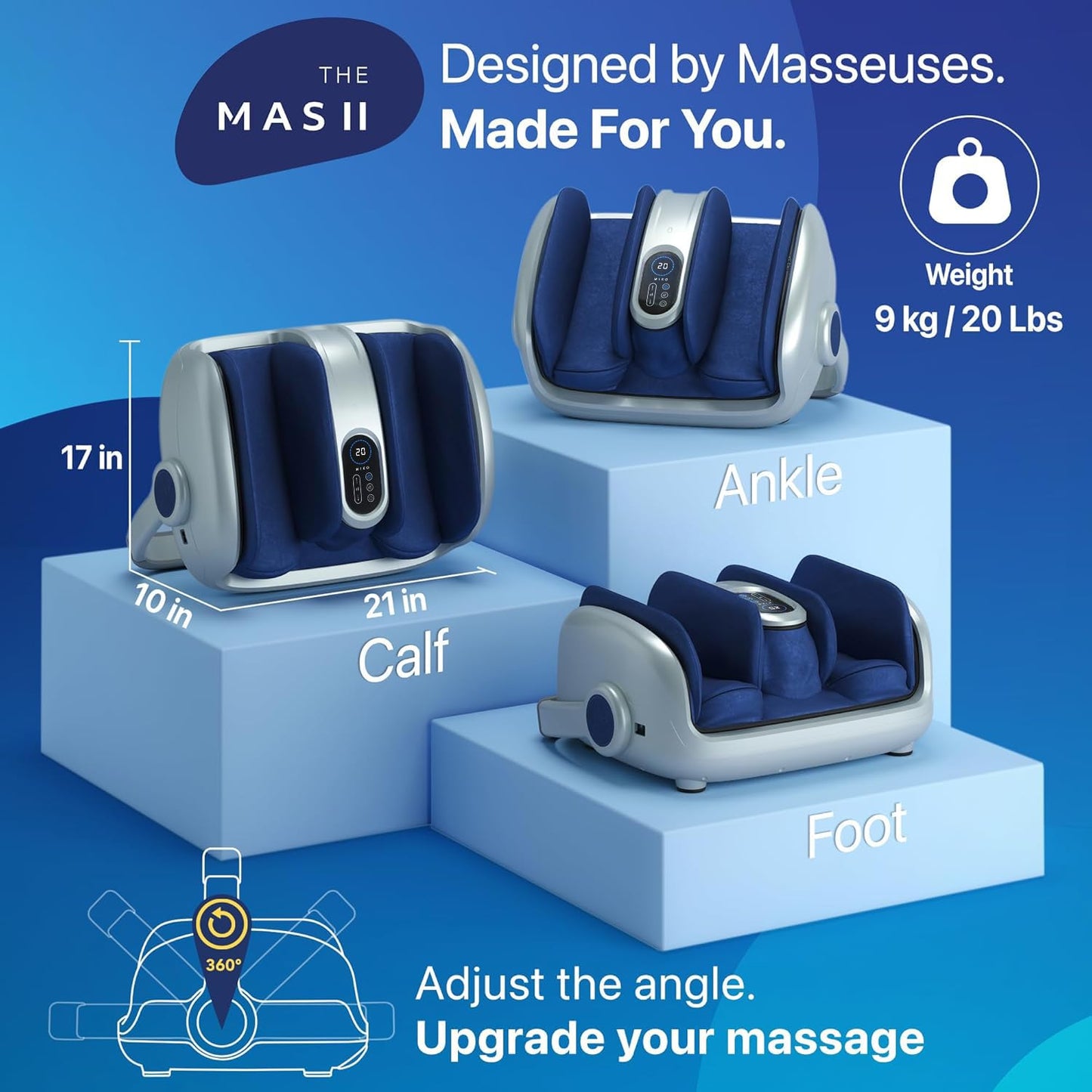 MIKO Shiatsu Foot Massager for Circulation & Pain Relief - Deep Tissue Kneading, Heat Therapy for Plantar Fasciitis, Neuropathy, Diabetics - Fits Up to Size 15