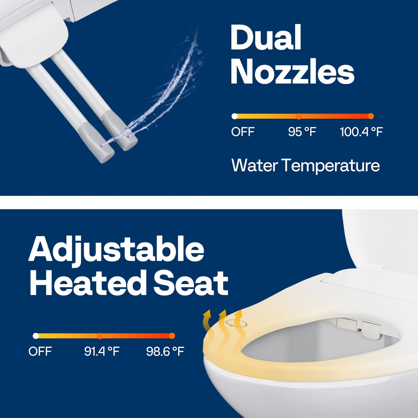 VIVOHOME Smart Heated Bidet Toilet Seat with Remote Control, Self-Cleaning Dual Nozzles for Rear and Front Cleansing, Adjustable Temperature Settings with Warm Air Dryer, Soft Close Lid, Nightlight