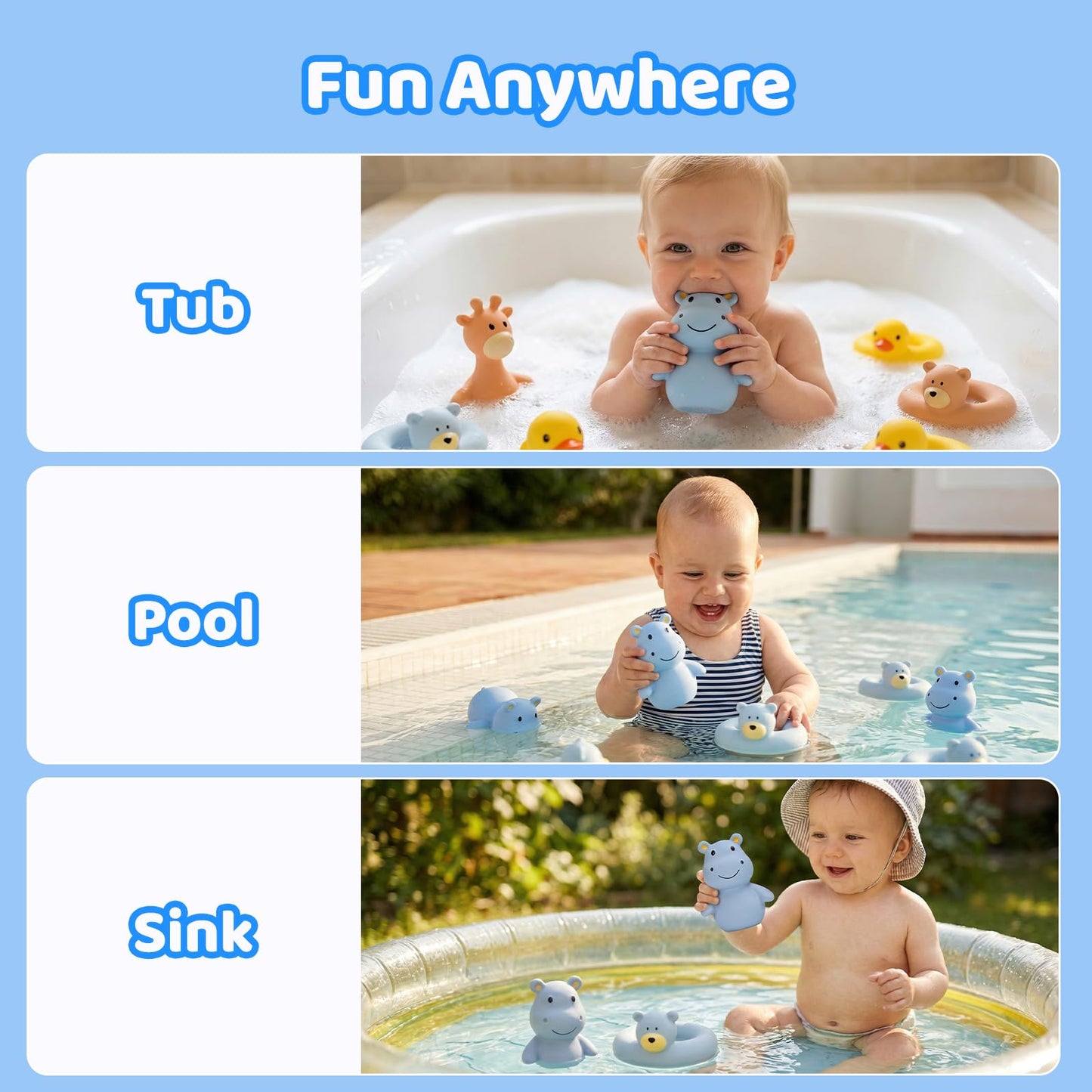 Tiny Marvels Baby Bath Toys for 6 Months & Up, Mold Free No Hole Bath Toys, BPA Free Floating Toddler Bath Toys, Safe Kids Bath Toys for Tub & Pool