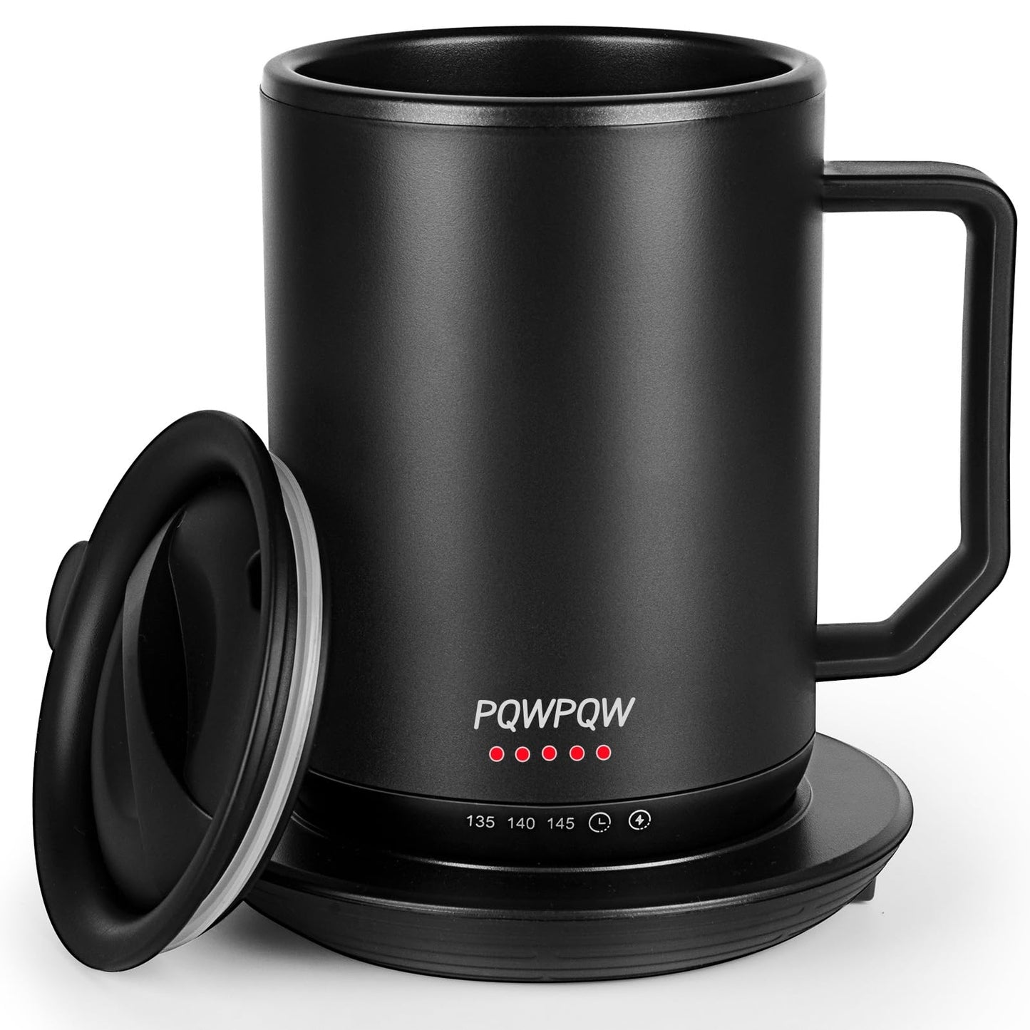 Smart Temperature Control Coffee Cug Heated Coffee Mug rechargeableAuto Sleep/3-Level Temperature Setting Self-Heating Coffee Mug (Black - 12 oz.)
