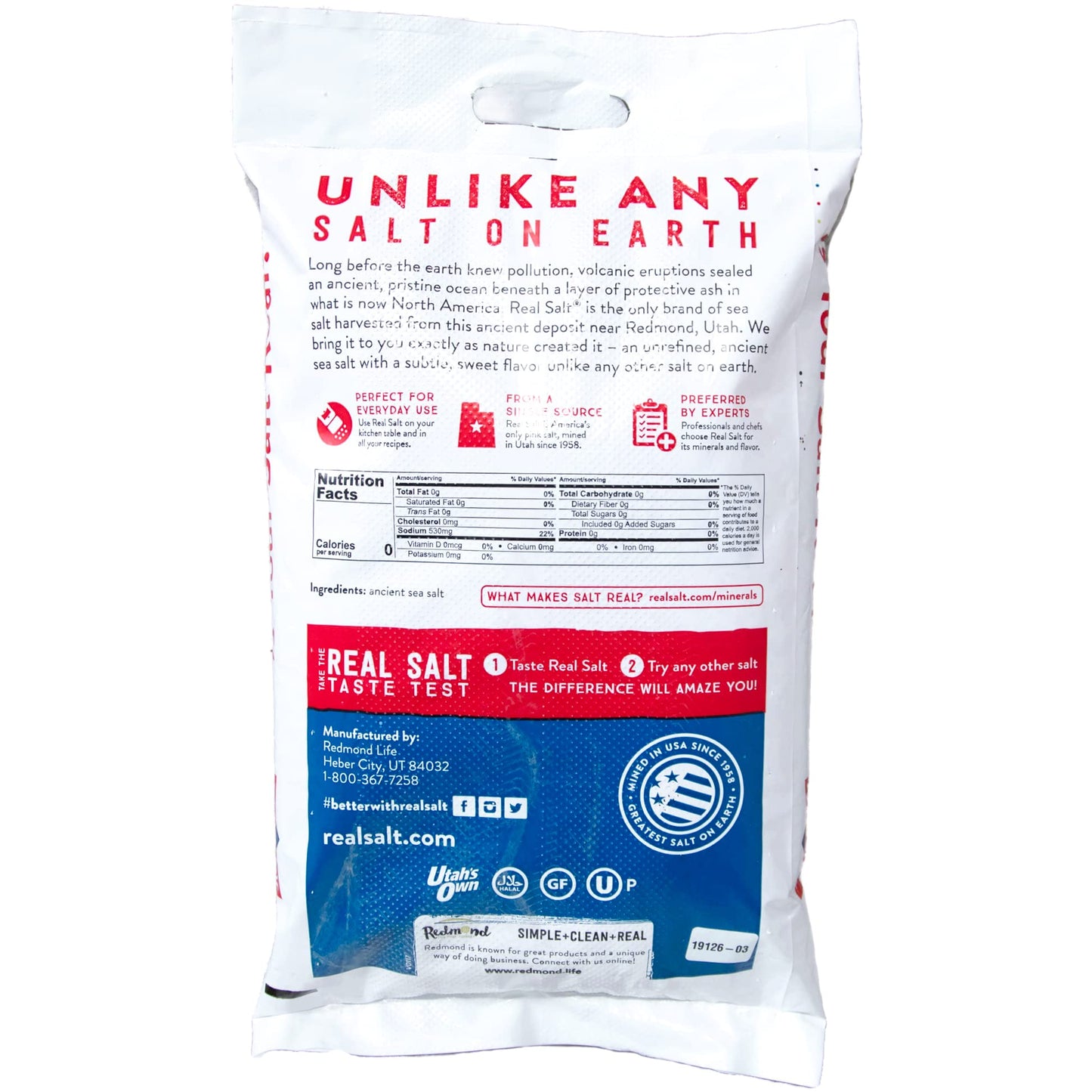 Redmond Real Sea Salt - Natural Unrefined Gluten Free Coarse, 25LB Bag