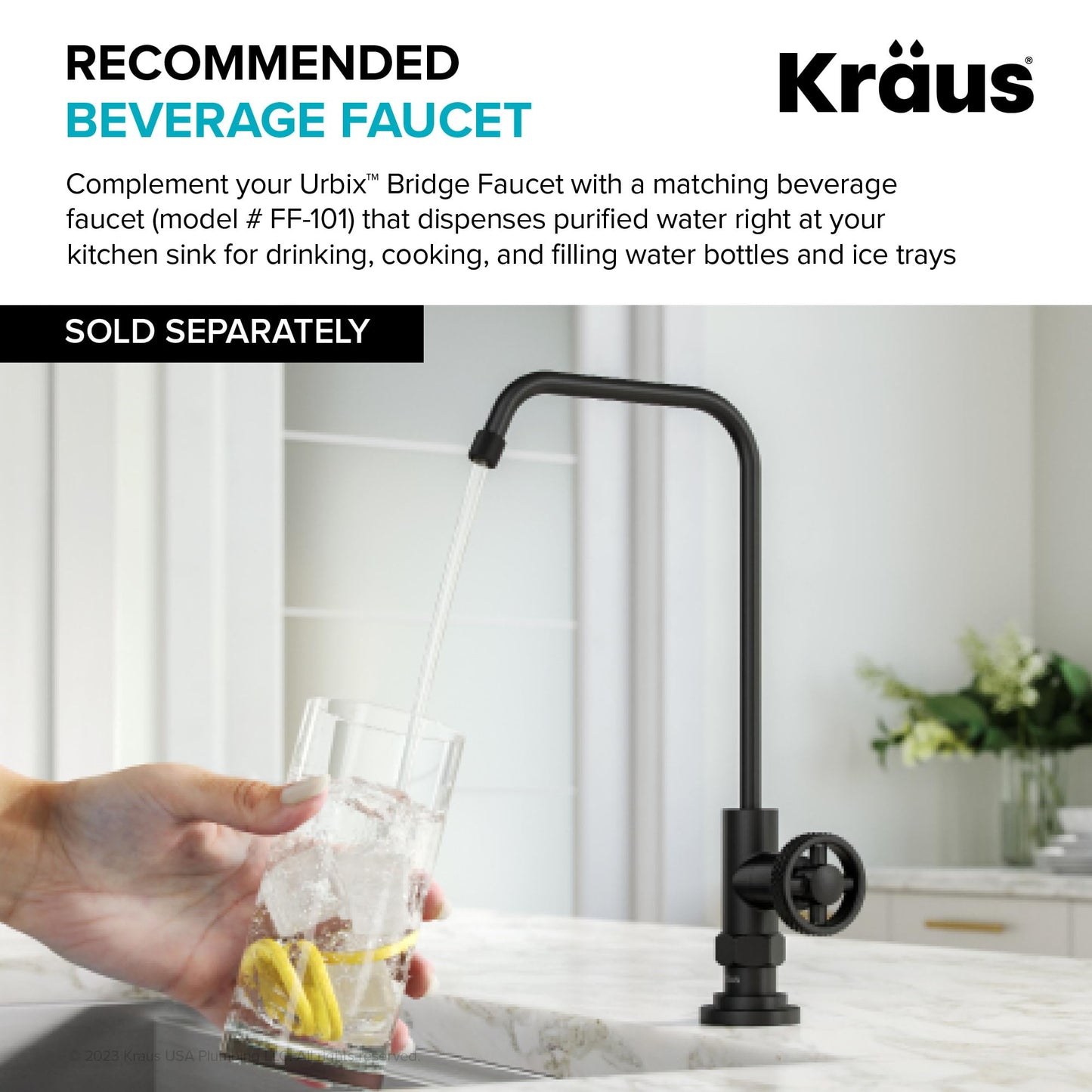 KRAUS Urbix Industrial Bridge Kitchen Faucet with Side Sprayer in Brushed Gold, KPF-3125BG