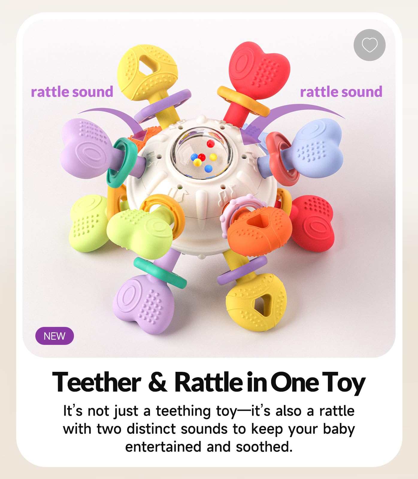 Baby Teething & Rattle Montessori Toys – Safe, Multi-Functional BPA-Free Silicone Sensory Learning Teether Toys for Infant 0-12 Months–Teething Relief & Fun Play – Perfect Baby Gift for Boys & Girls