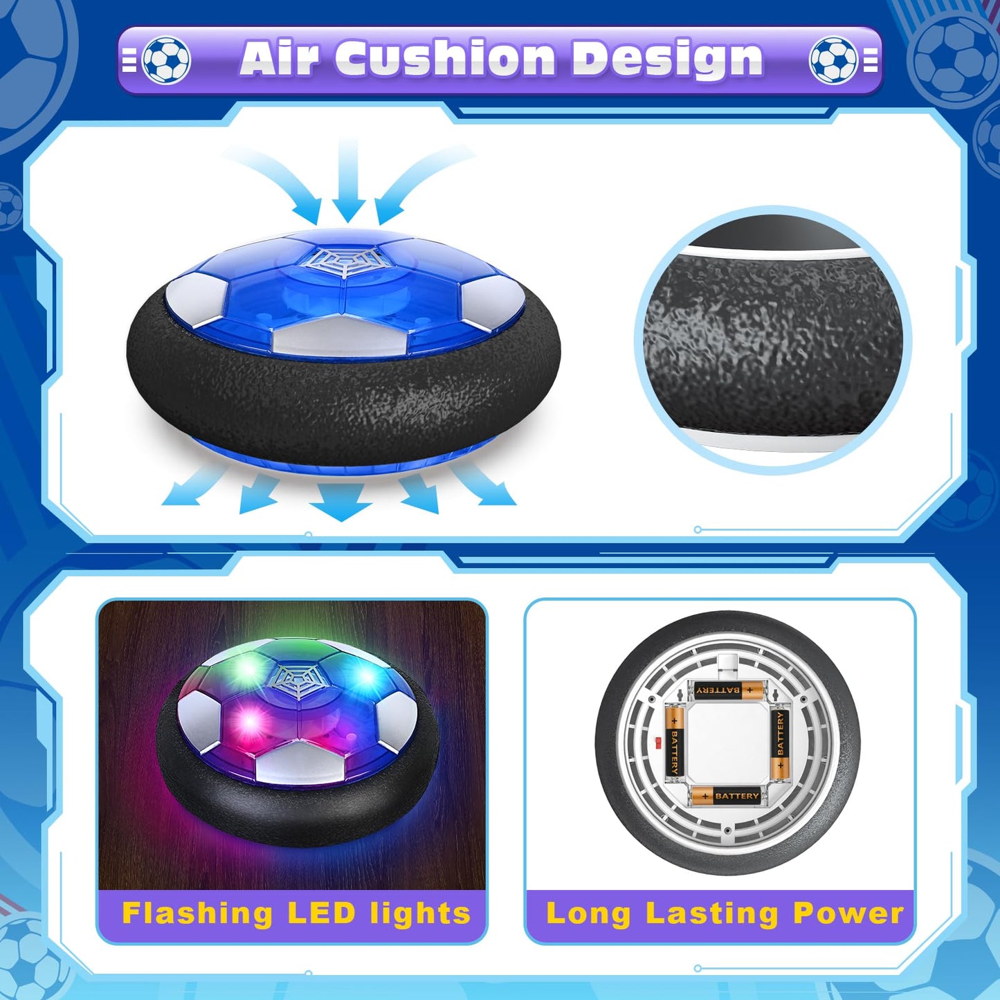 Soccer Ball Toys Game for Kids Age 3 4 5 6 7 8-12, Hover Soccer Ball Set with Hover Soccer Balls, Light-Up Indoor football Balls and 2 Goals, Christmas Birthday Gifts for Boy Girl 3-5 6-8 Year Old