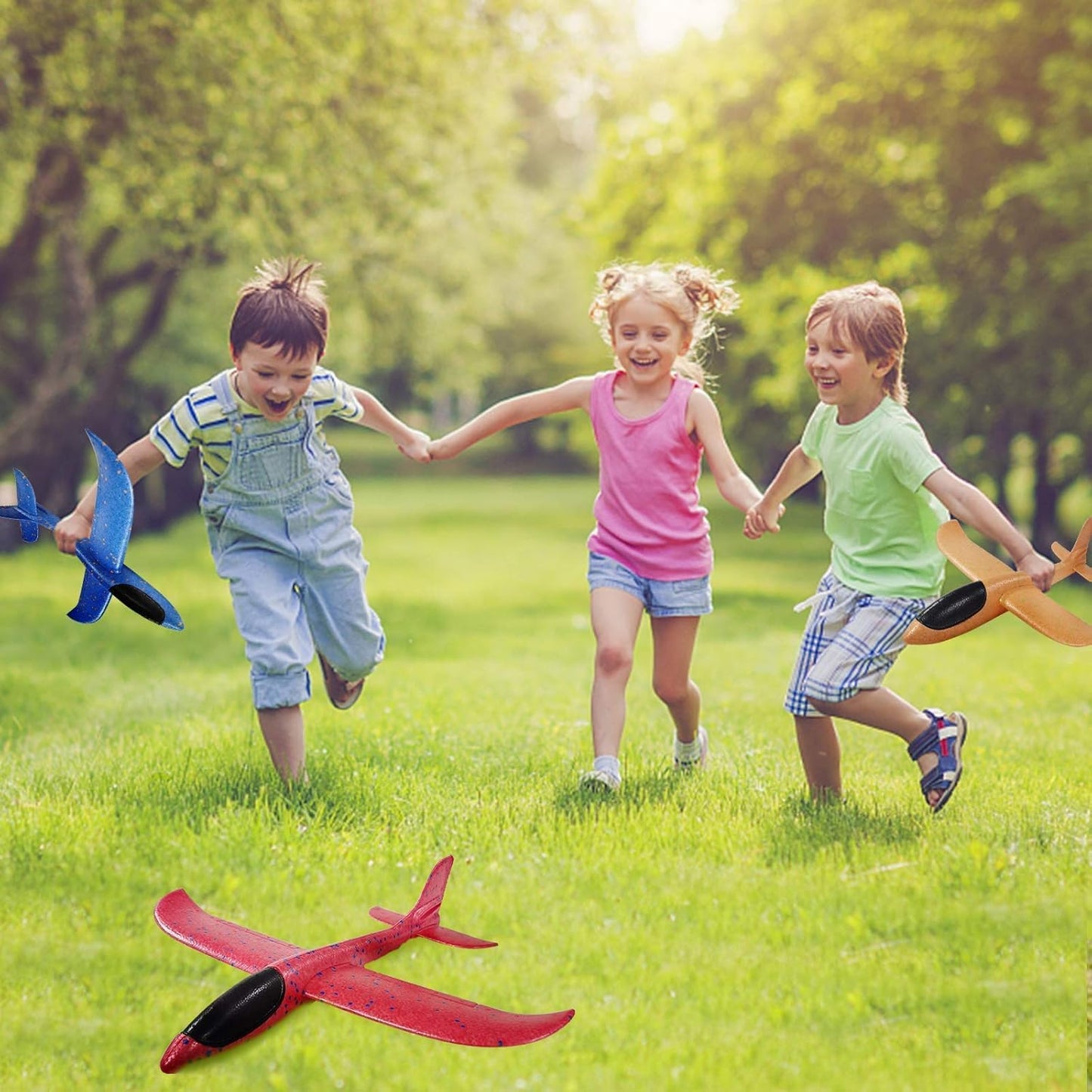 Vyndicca 2 Pack Airplane Toys,17.5" Large Throwing Foam Plane,Foam Airplanes For Kids,2 Flight Mode Glider Plane,Outdoor Sport Toys Birthday Party Favors Foam Airplane,Gifts For 3 4 5 6 7 Year Old Boy