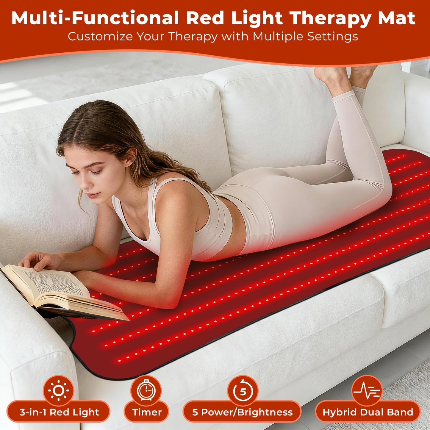 Professional Grade Red Light Therapy Mat, 60"x24" Large Red Light Pad for Body, 660nm & 850nm Red Light Portable Home Therapy Device for Men Women Elderly, Gifts for Lover Friends Family