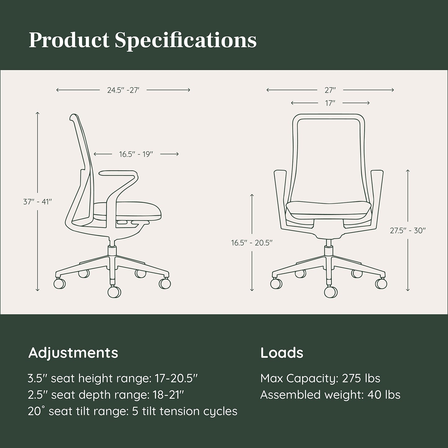 Branch Verve Chair - High Performance Executive Office Chair with Contoured Back and Adjustable Lumbar Support - High Density Foam Cushion and 3D Knit Back - Fits 5' to 6', Up to 275 lbs, Coral