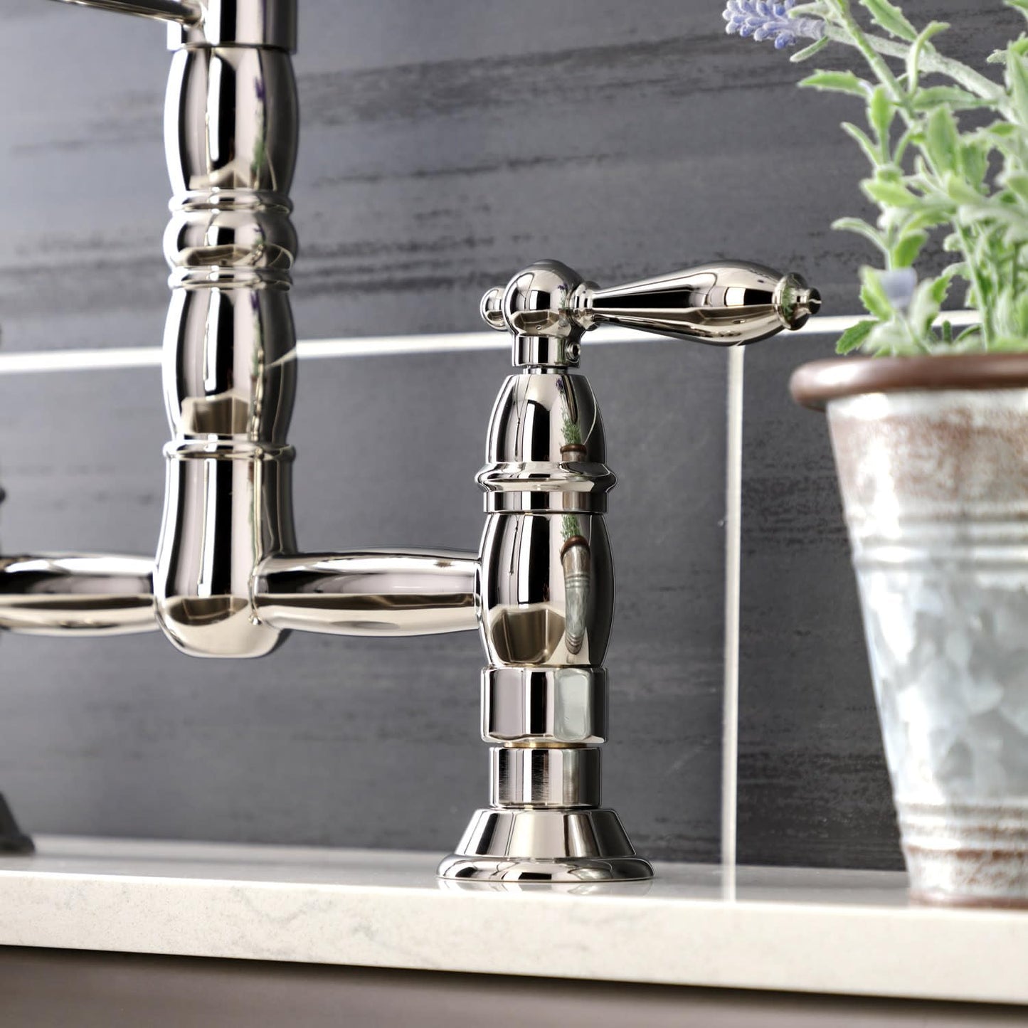 Gourmetier GS1271AL Heritage Two-Handle Deck-Mount Pull-Down Sprayer Kitchen Faucet, Polished Chrome