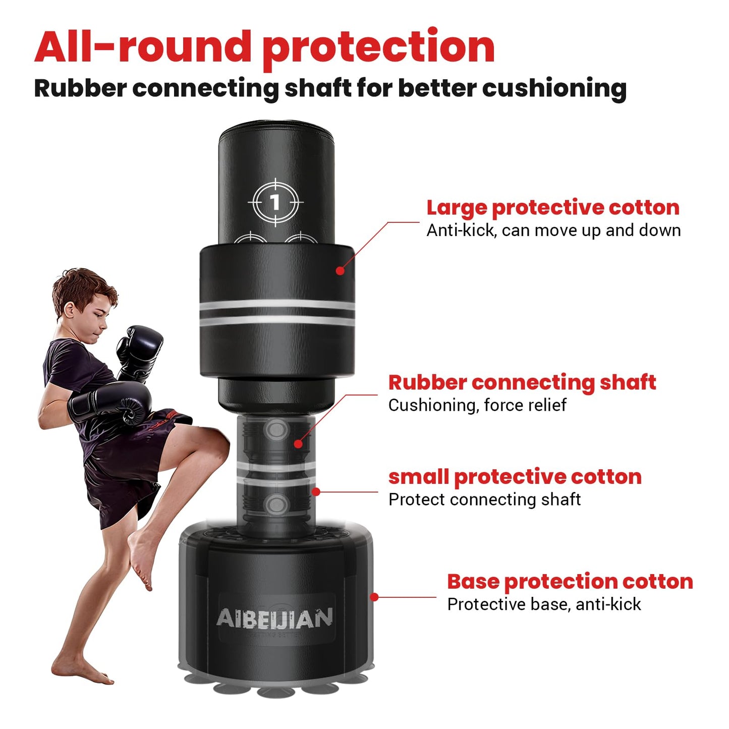 Freestanding Punching Bag with Gloves,Heavy Boxing Bag with Numbered Target Zones,Heavy Duty Full-Protection Base, Boxing Training Equipment