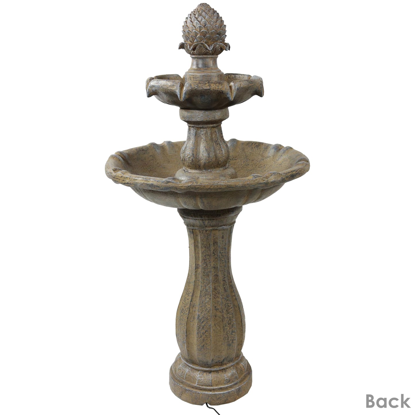 Sunnydaze Pineapple 46-Inch 2-Tier Outdoor Solar Fountain - Decorative Water Fountain with Pump for Garden, Patio, Yard or Balcony - Earth Finish