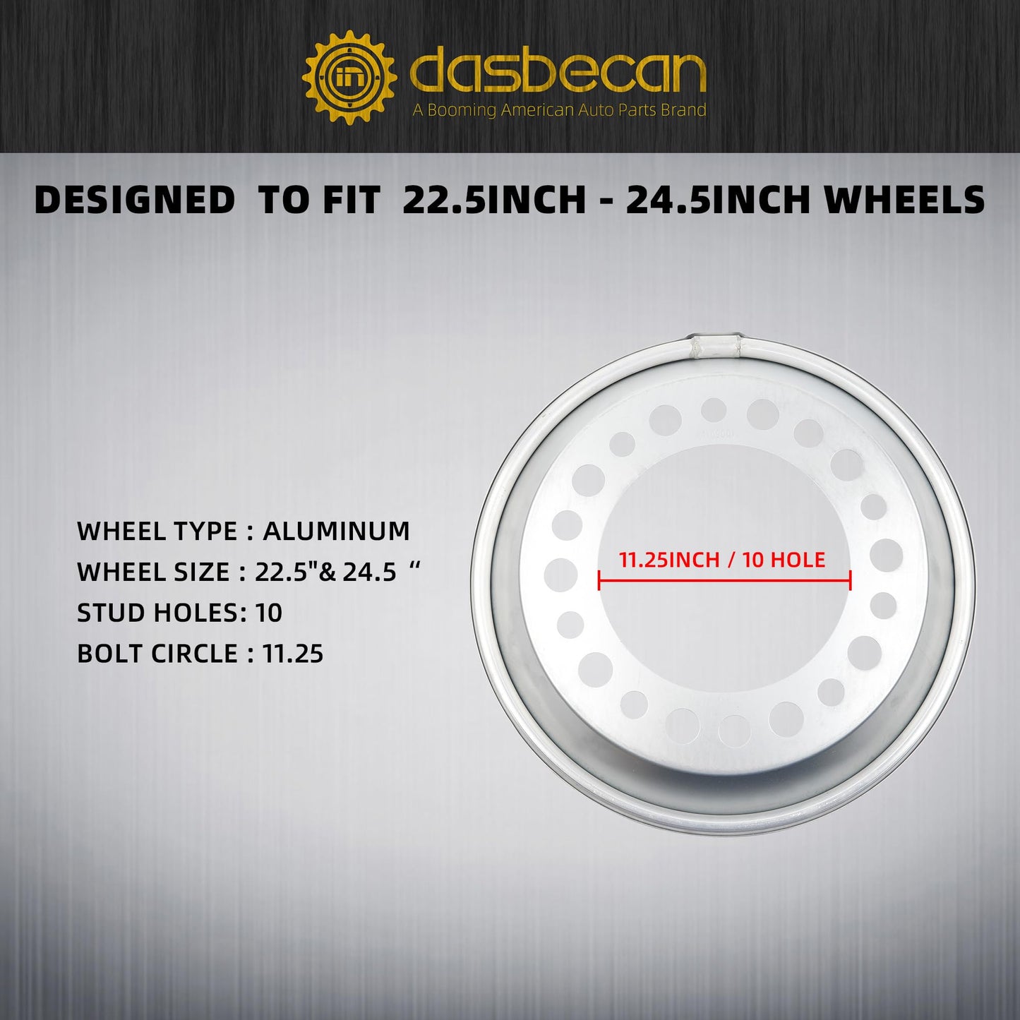 Dasbecan 2 Pcs Auto Steer Wheel Automatic Balancers Compatible with 22.5-24.5" Wheel, Centramatic Aluminum Wheel Balancers, Replace# 800-822