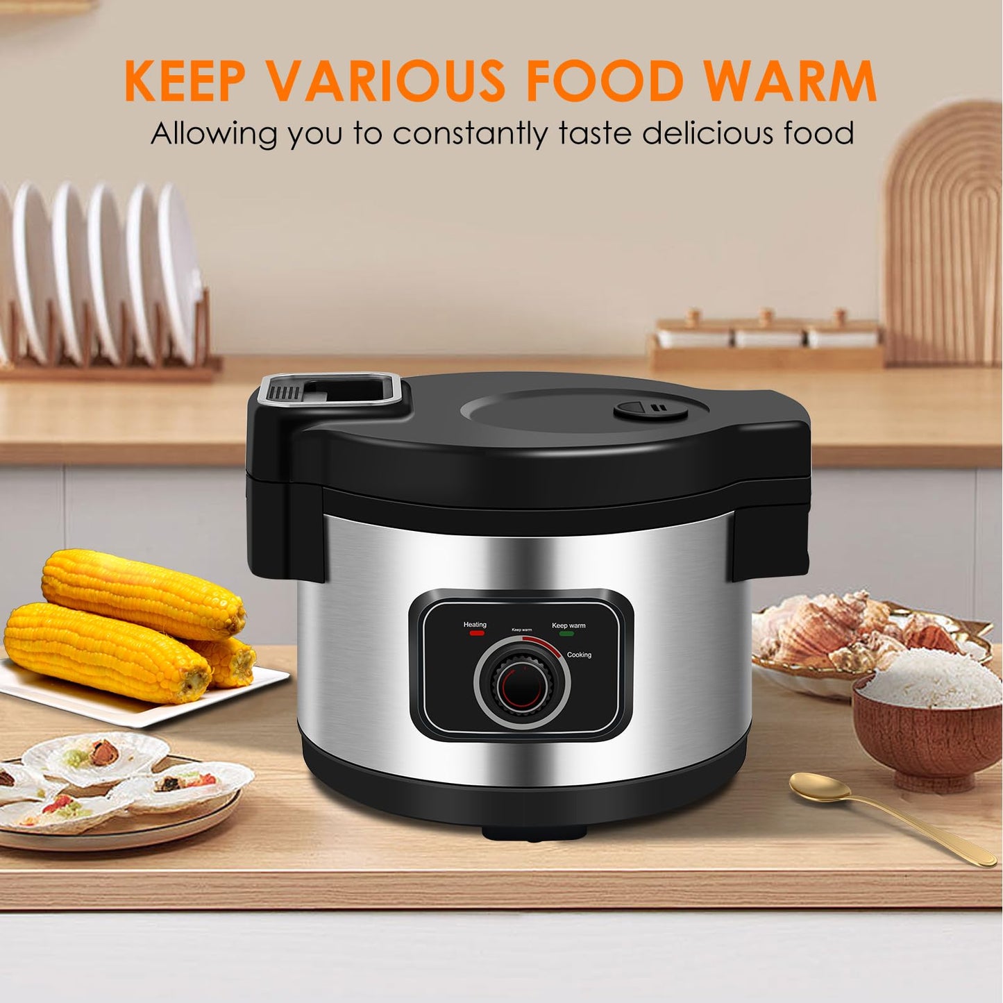 WerkWeit Commercial Rice Cooker 13L Large Rice Cooker 50Cup(Cooked)/25Cup (Uncooked), 1850W Rice Cooker for Restaurant Canteen Party Commercial Rice Warmer for 24H