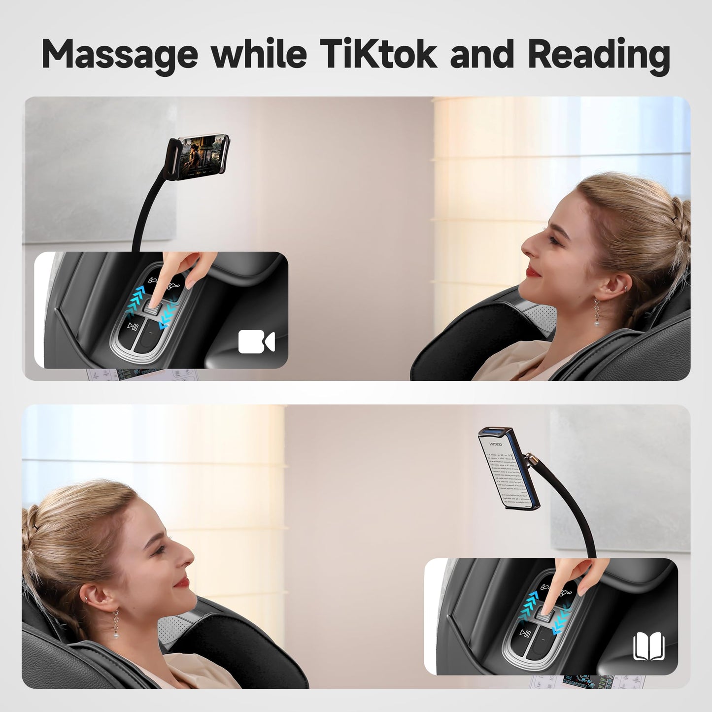 Real Relax 2026 Massage Chair Full Body,Zero Gravity SL-Track Shiatsu Massage Recliner with Upgraded Phone Controller and Holder,APP Control,Child Lock,Pause Button and Led Light,Favor-06,Black