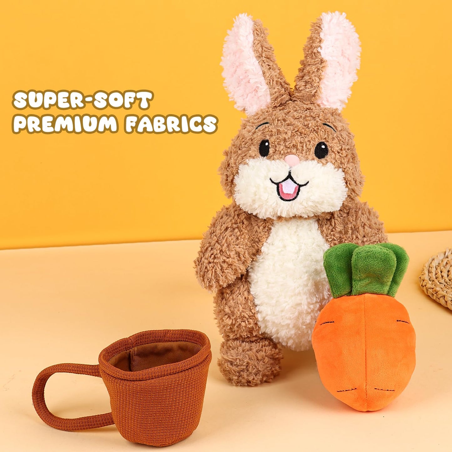 PuffPop Cute Bunny Stuffed Animal Plush Toy - Adorable and Lifelike Design, Super Soft, Perfect Christmas&Easter Gift, Stuffed Bunny for Kids, Girls, Boys, and Collectors