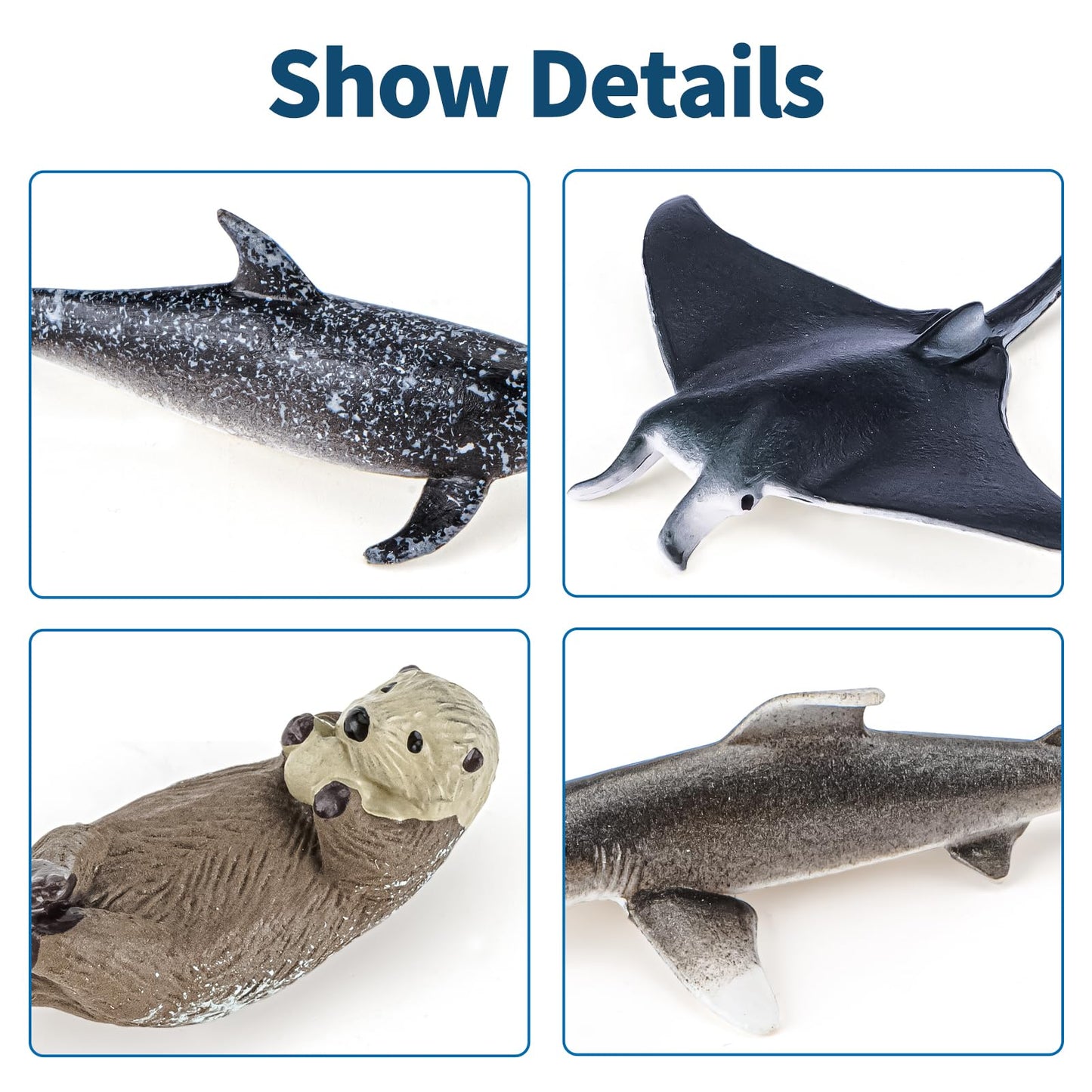 THINKBAY 36PCS Sea Animal Toys with Shark, Whale, Octopus & Other Ocean Animal FigurinesToys for Kids, Ocean Theme Cake Toppers Party Favors Birthday Gift for Boys Girls