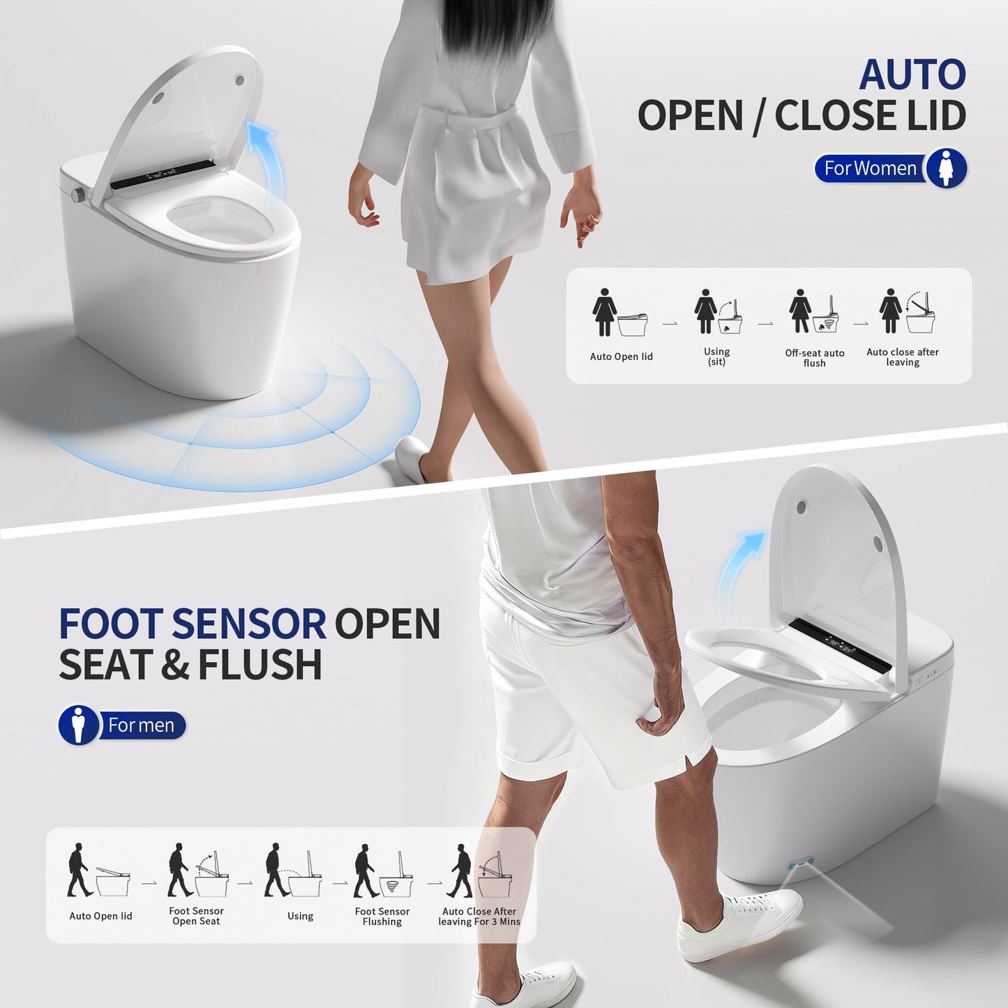 DeerValley Smart Toilet with Bidet Built in - Powerful Auto Flush, Auto Open/Close Lid, Heated Seat & Instant Warm Water Bidet, LED Display, Deodorization, 12" Rough-In, DV-1S0159-V3